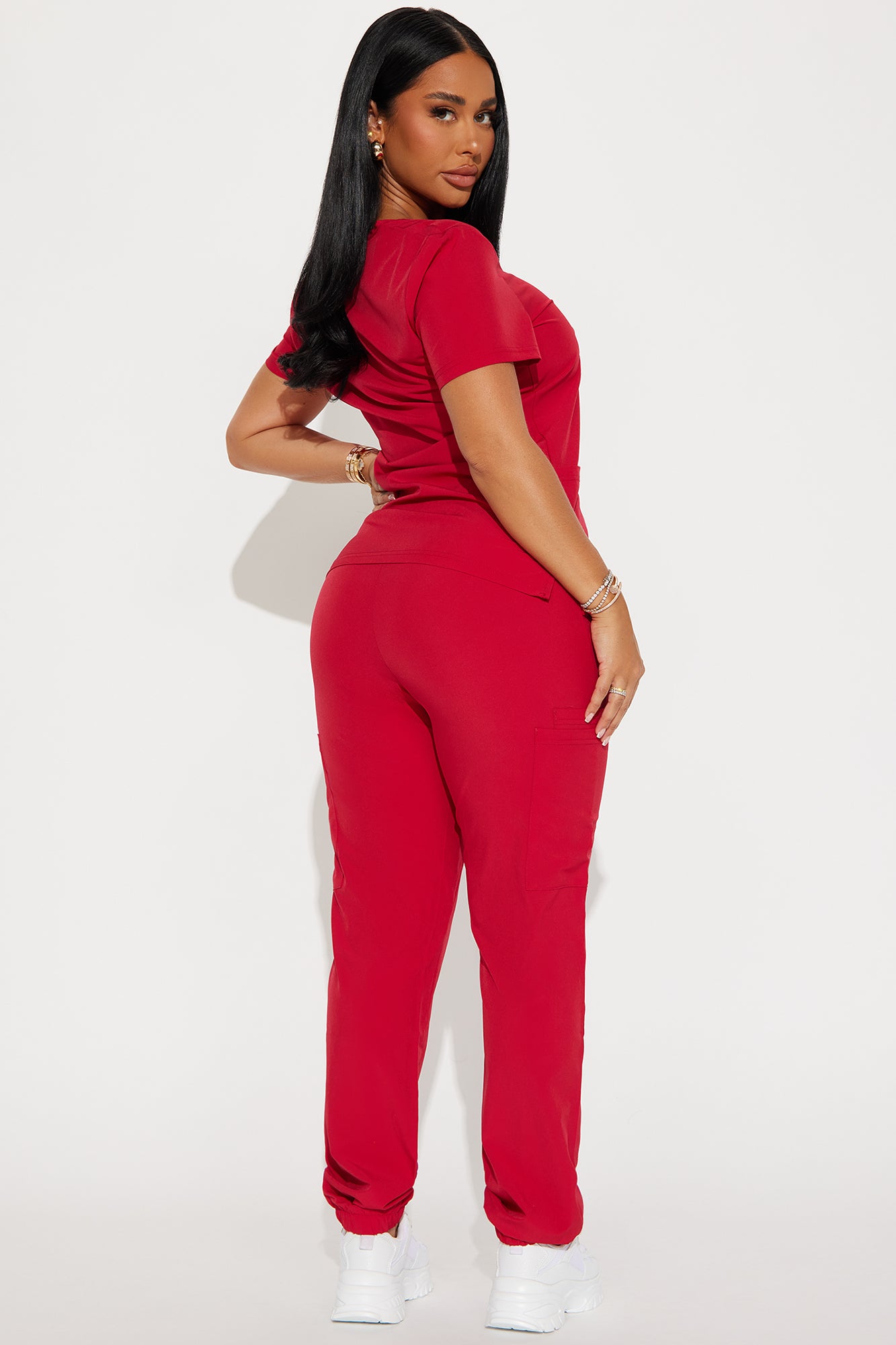 On Call Jogger Stretch Uniform Scrub Set - Red - Image 3