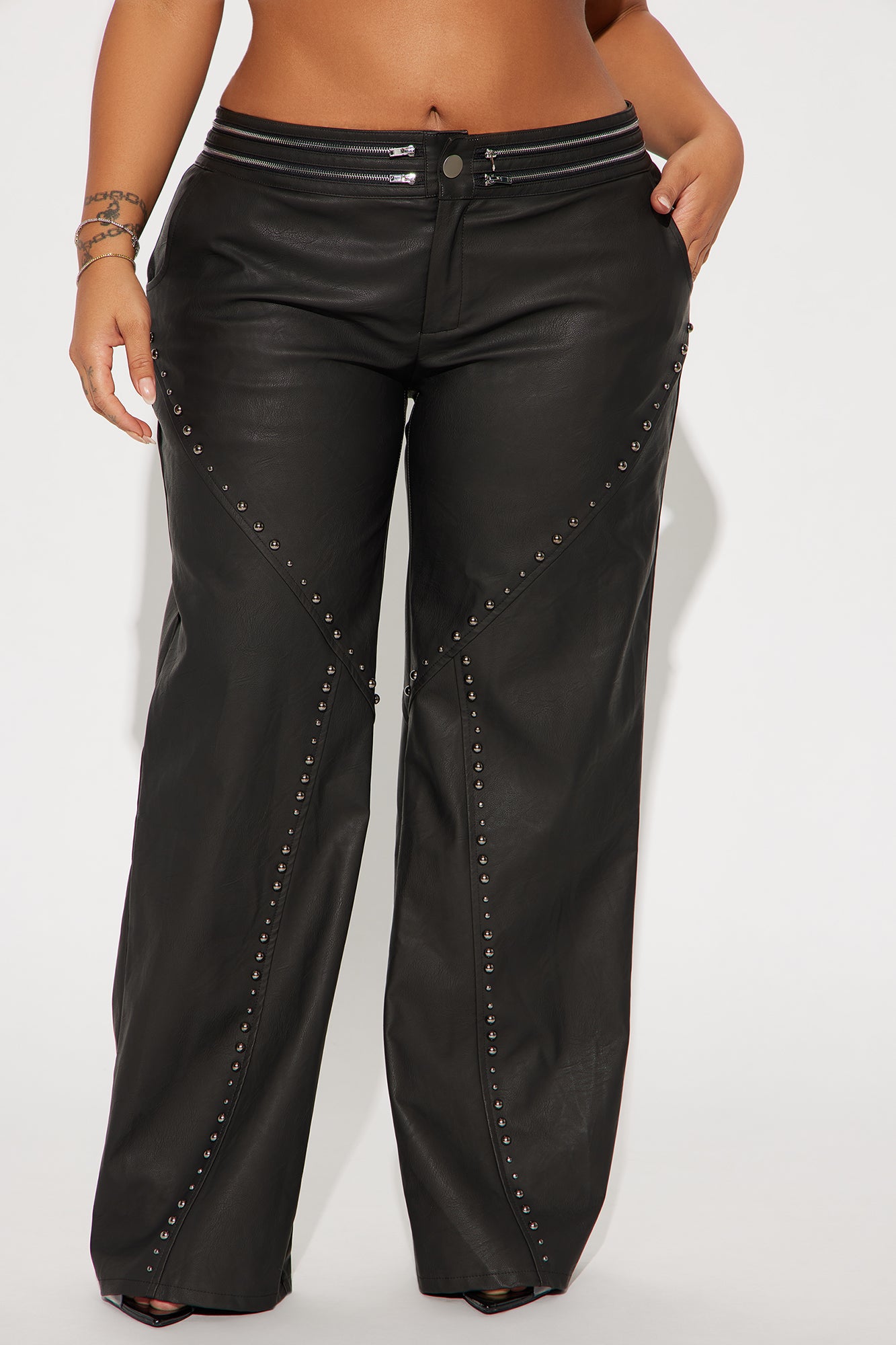 Stella High Rise Faux Leather Pant - Black - Image 5