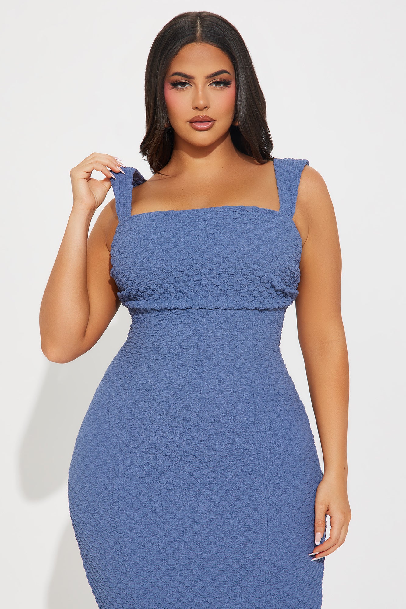 Thoralina Textured Midi Dress - Blue - Image 5