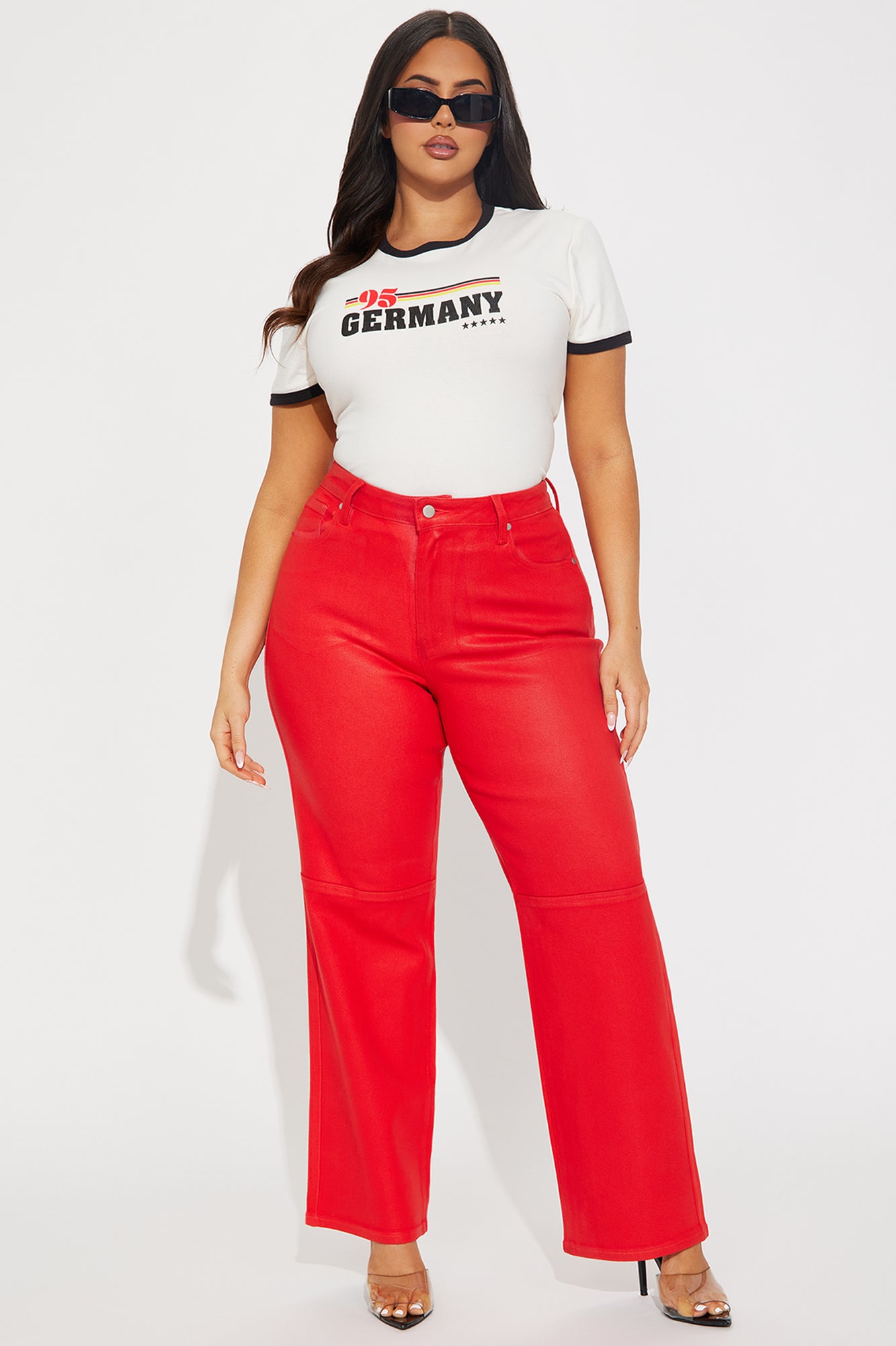 Are You In Coated Straight Leg Pant - Red - Image 4