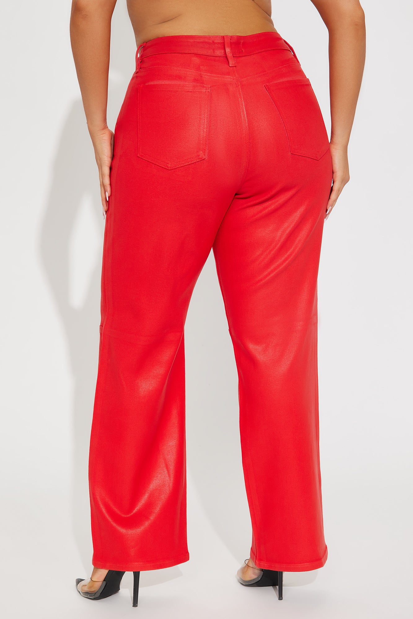 Are You In Coated Straight Leg Pant - Red - Image 6