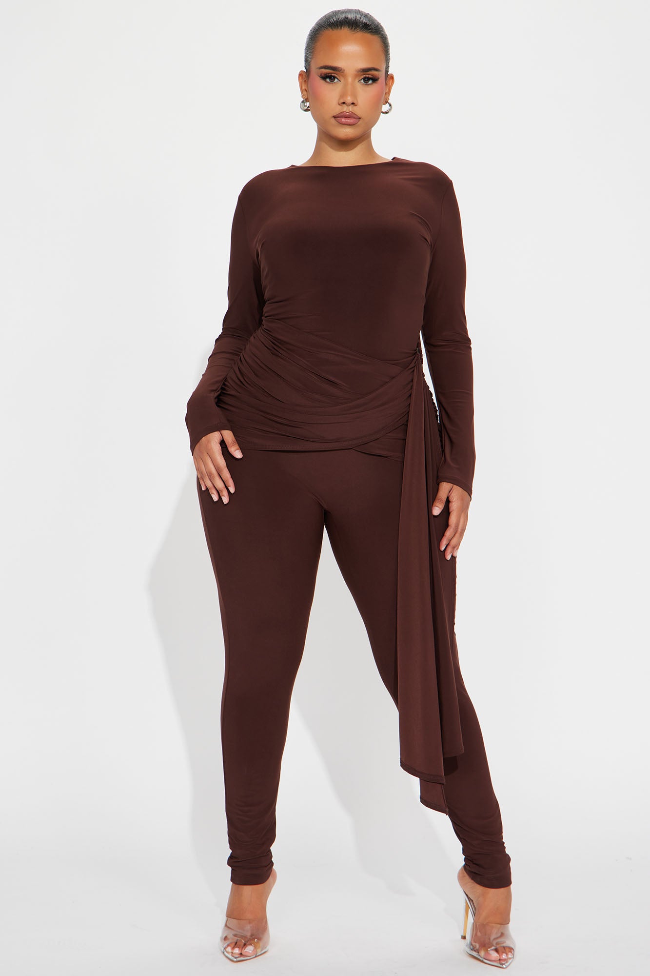 Wrapped Around You Jumpsuit - Chocolate - Image 5