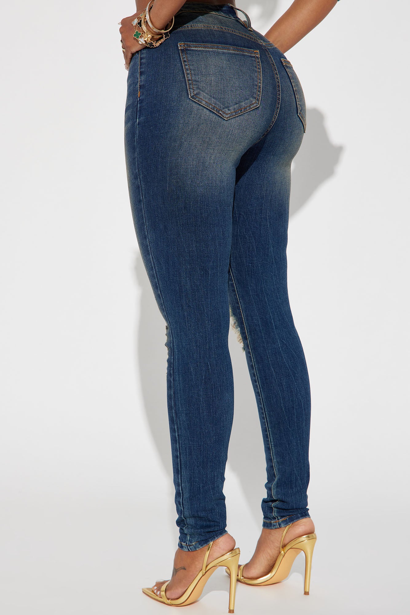 Kelly Ripped Tinted Stretch Skinny Jeans - Dark Denim - Image 3