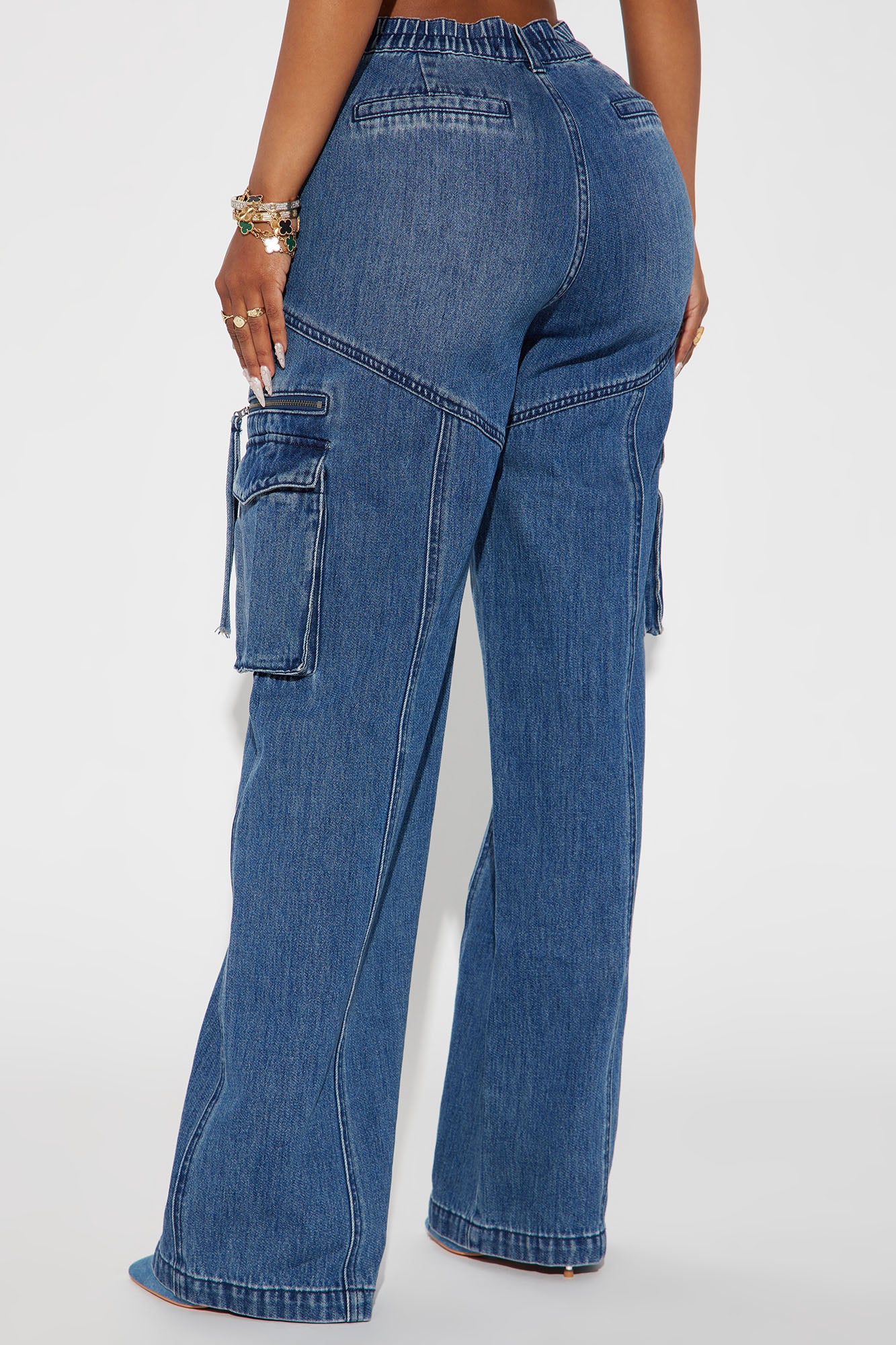 Devil In Disguise Cargo Straight Leg Jeans - Medium Wash - Image 3