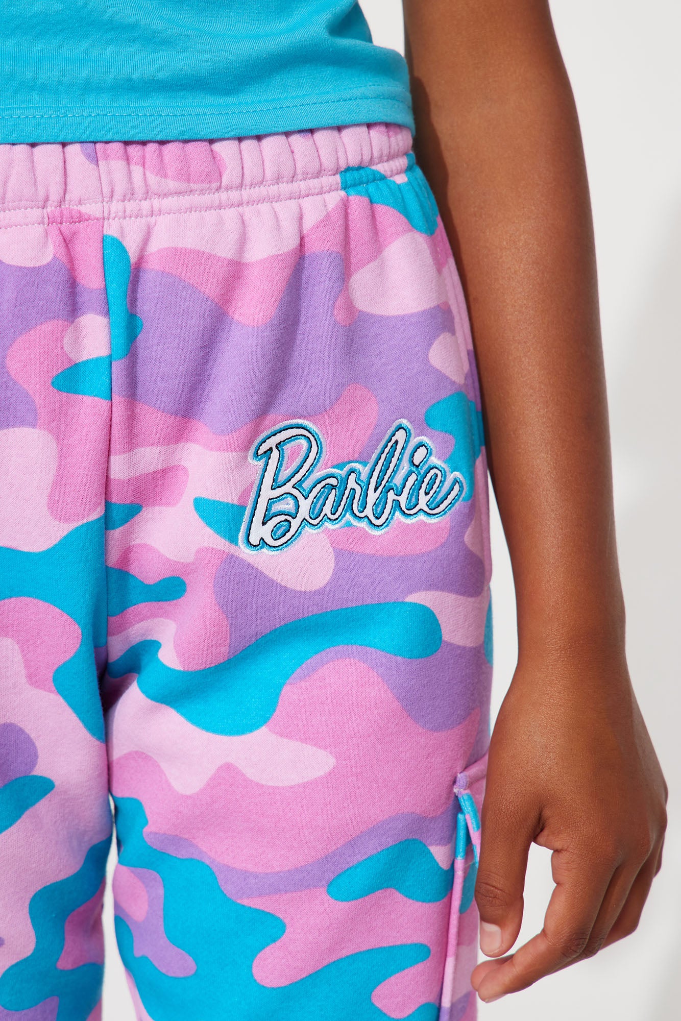Mini Barbie Girl Bright Cargo Jogger Set - Blue/combo - Image 3