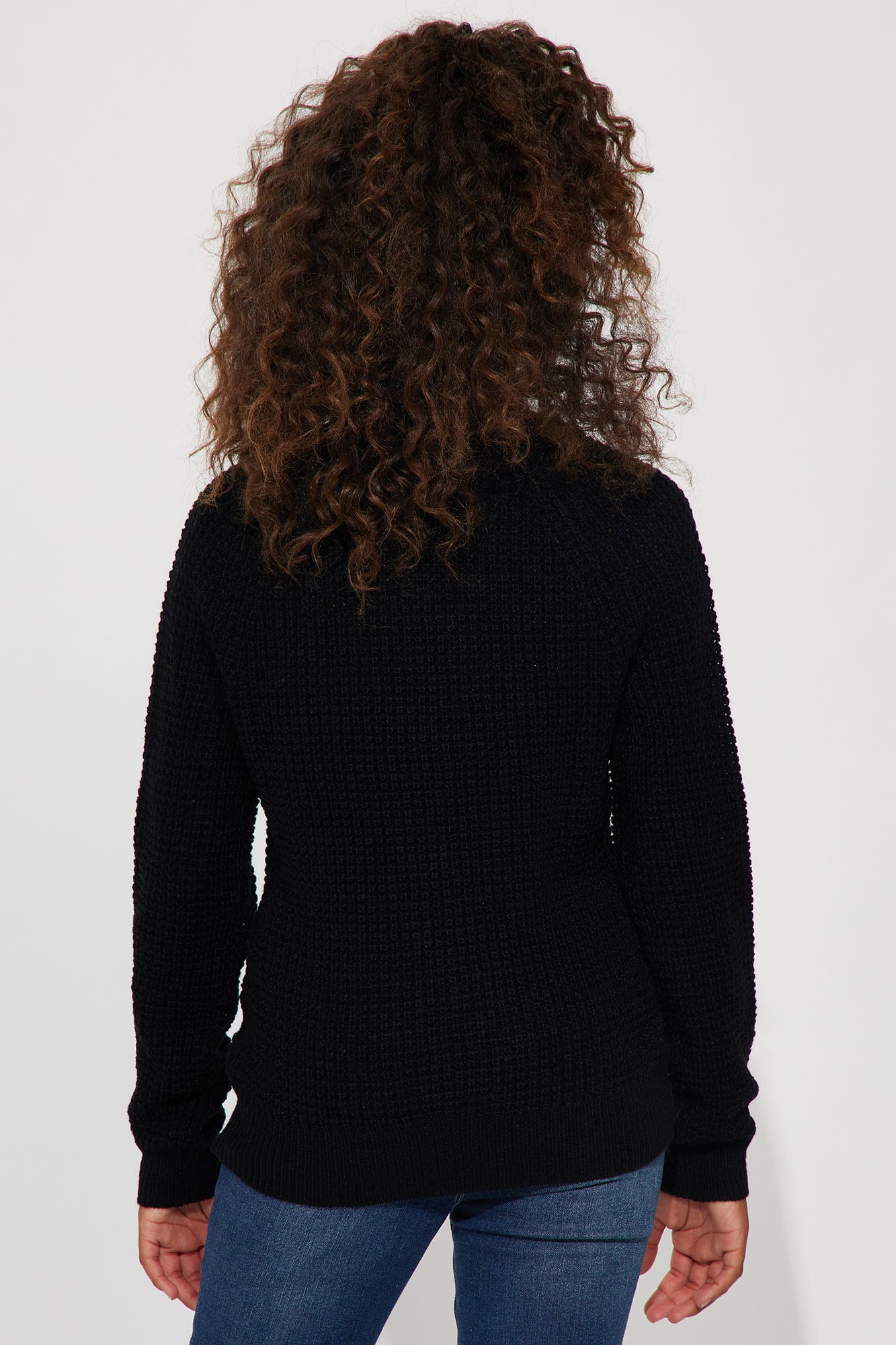 Mini Ariana Waffle Sweater - Black - Image 3