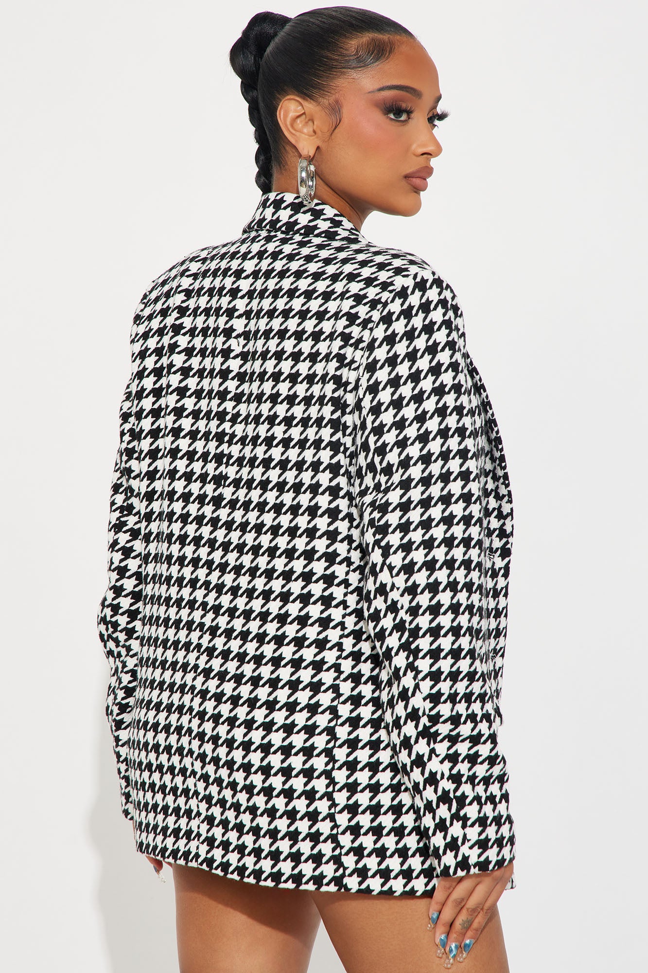Not So Polite Houndstooth Blazer - Black/White - Image 3