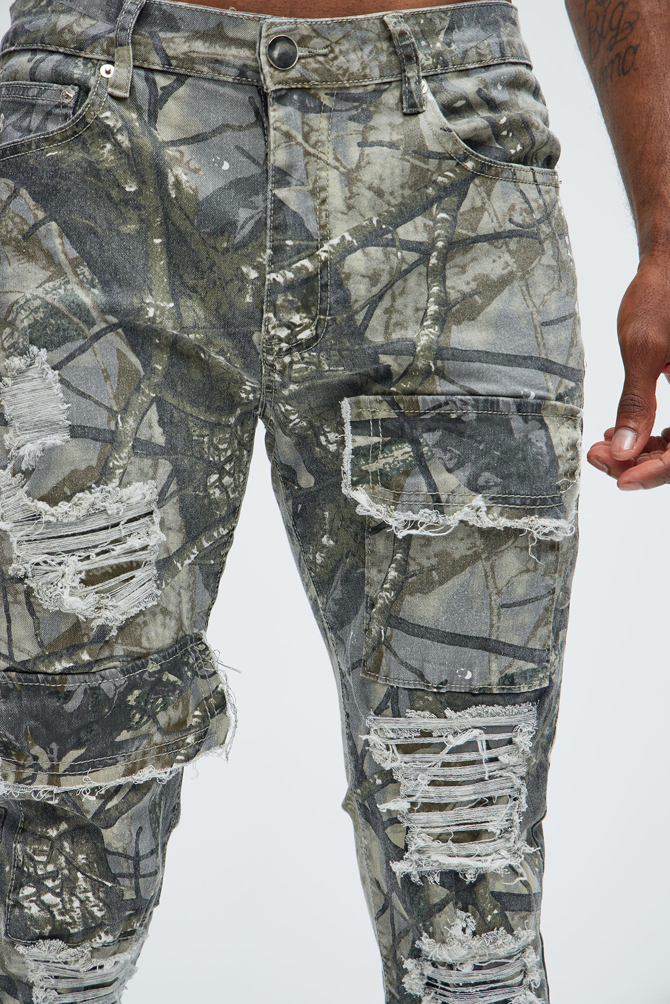 Get Started Cargo Stacked Skinny Flare Pants - Grey/combo - Image 3