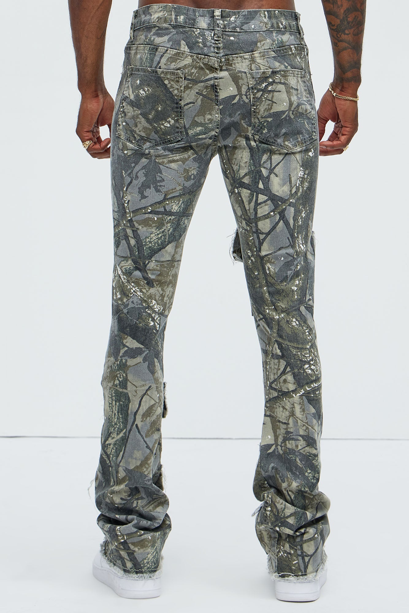 Get Started Cargo Stacked Skinny Flare Pants - Grey/combo - Image 5