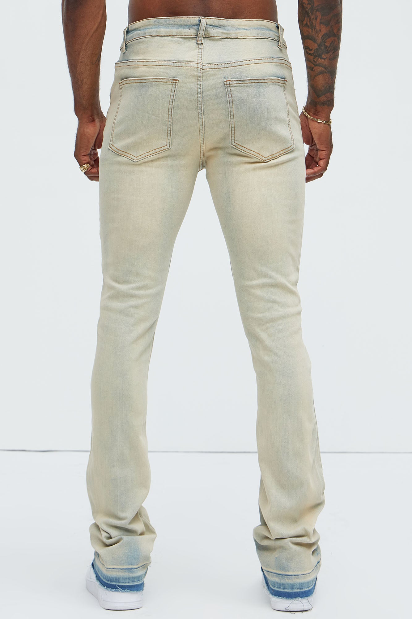 Plan Ahead Ripped Stacked Skinny Flare Jeans - Light Wash - Image 5