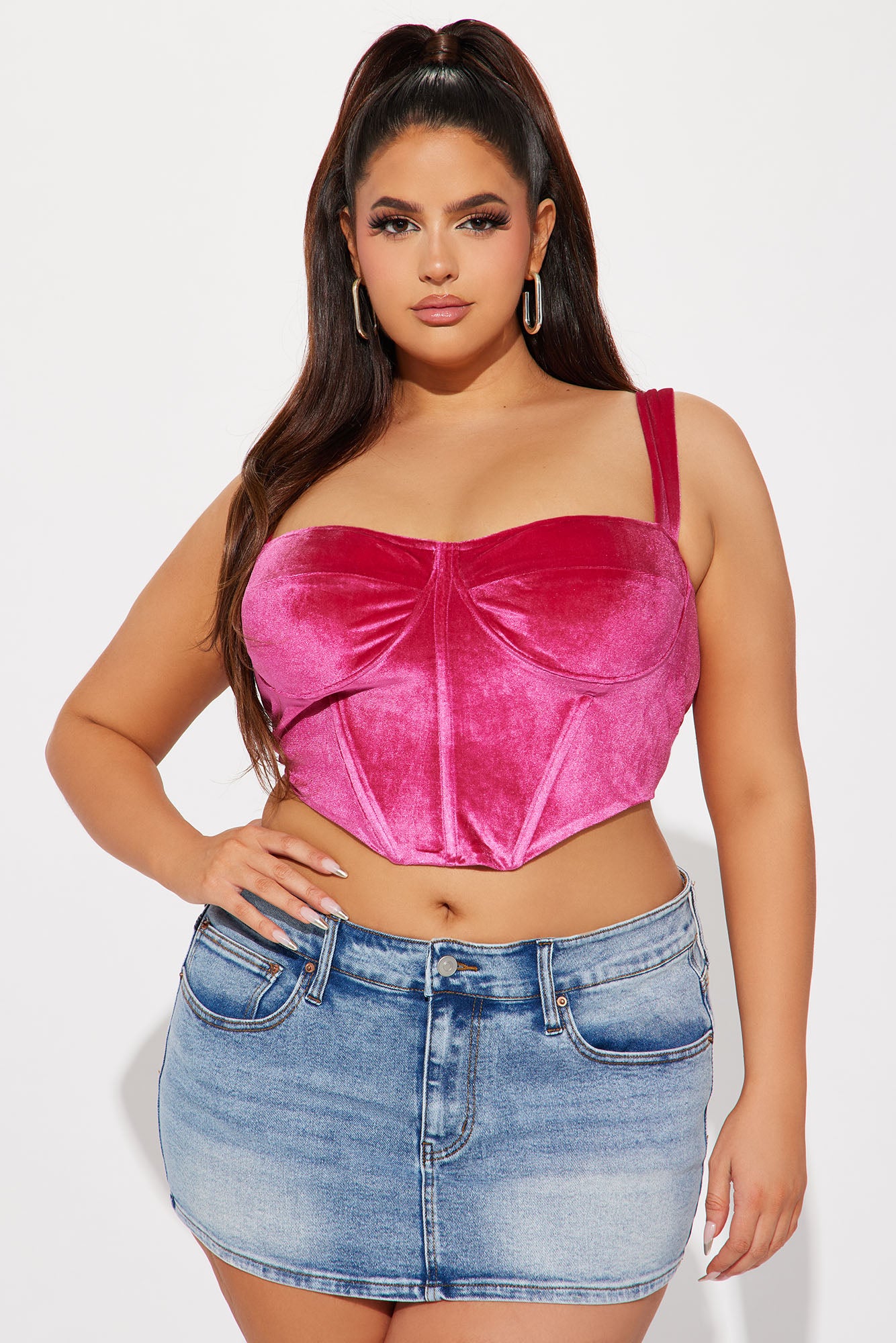 Lolita Velvet Corset Top - Fuchsia - Image 4