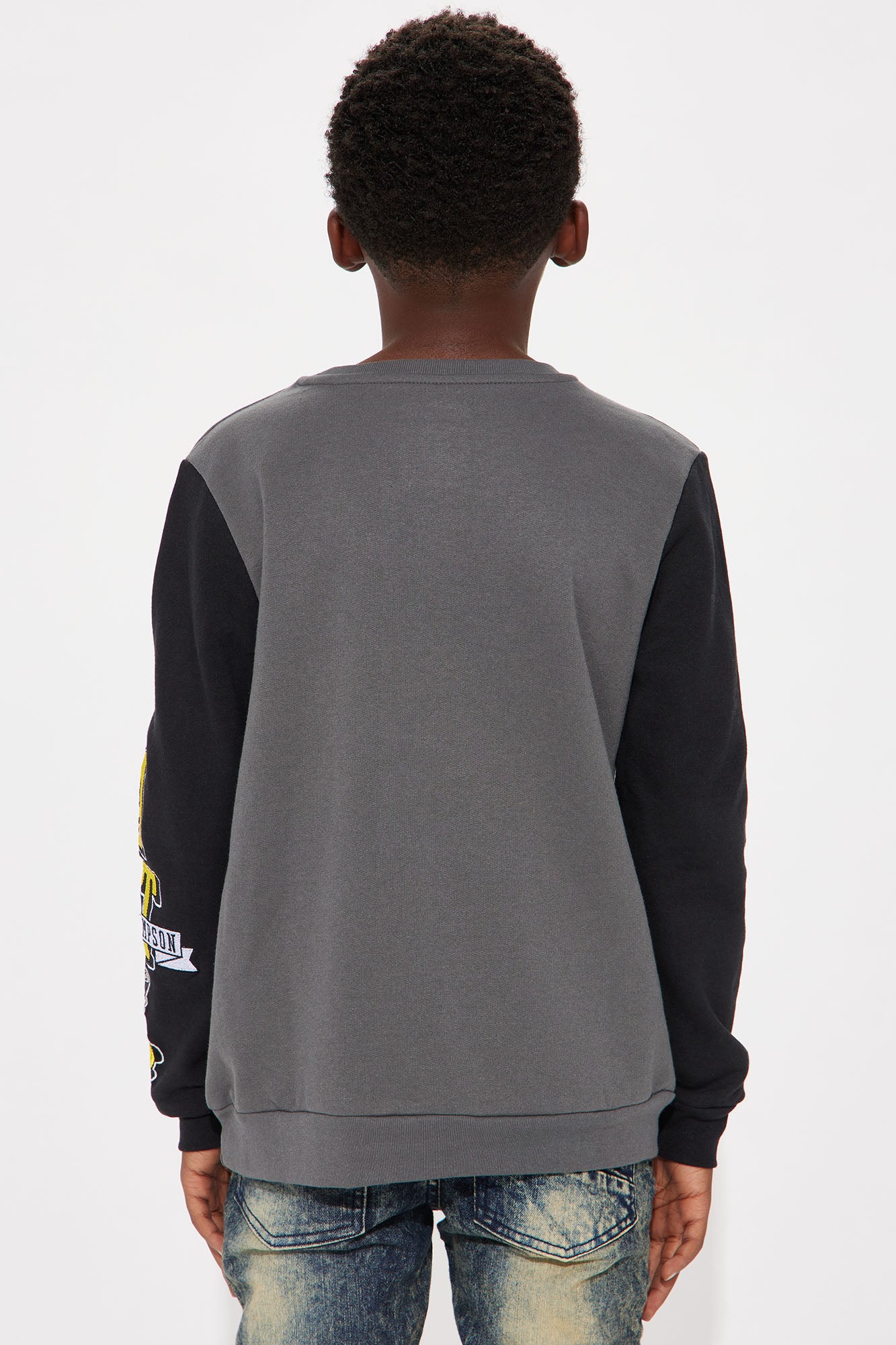 Mini Simpson Embroidered Fleece Crew Neck Sweatshirt - Charcoal - Image 4