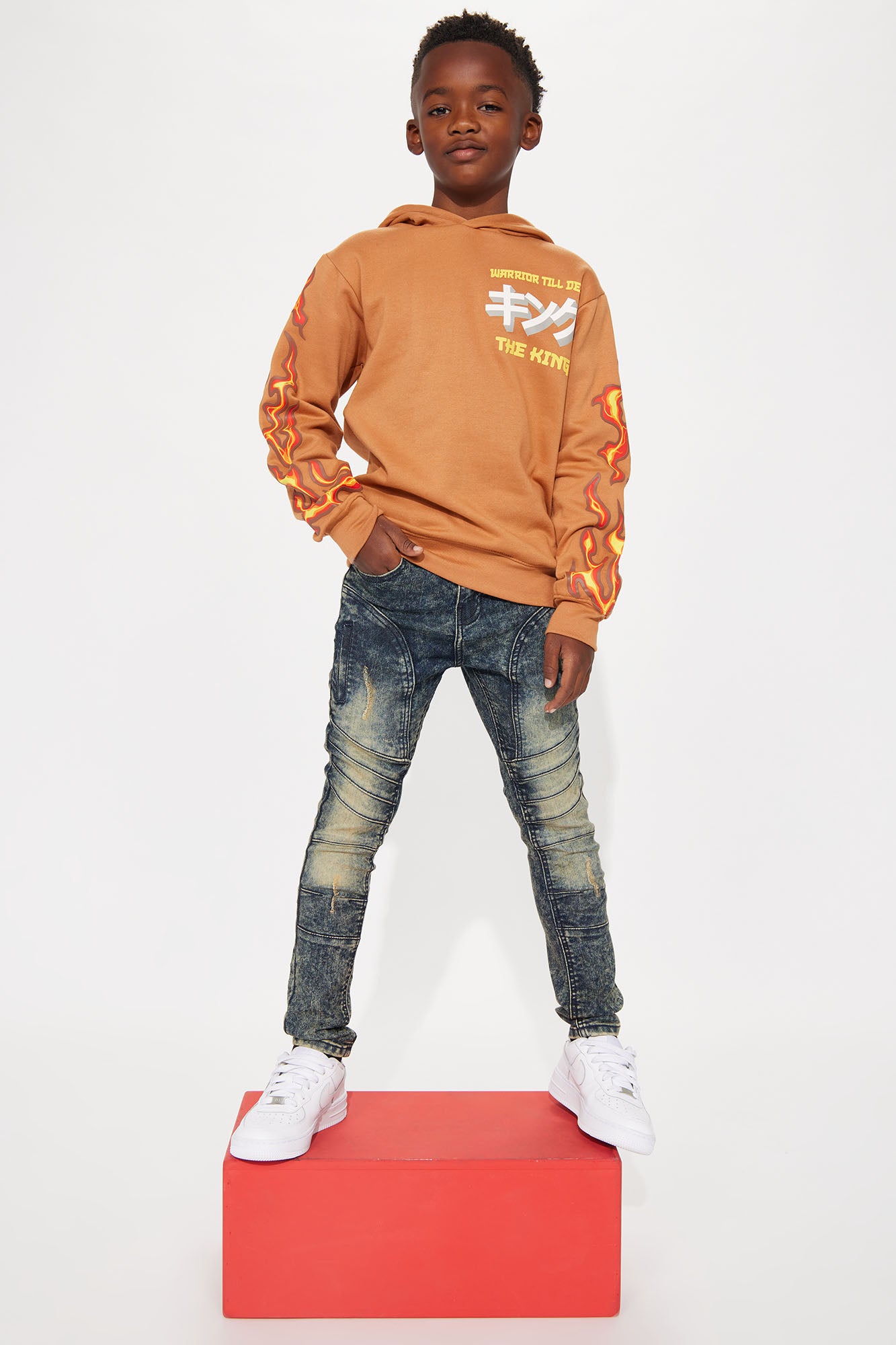 Mini Warrior Till Death Fleece Hoodie - Brown - Image 4