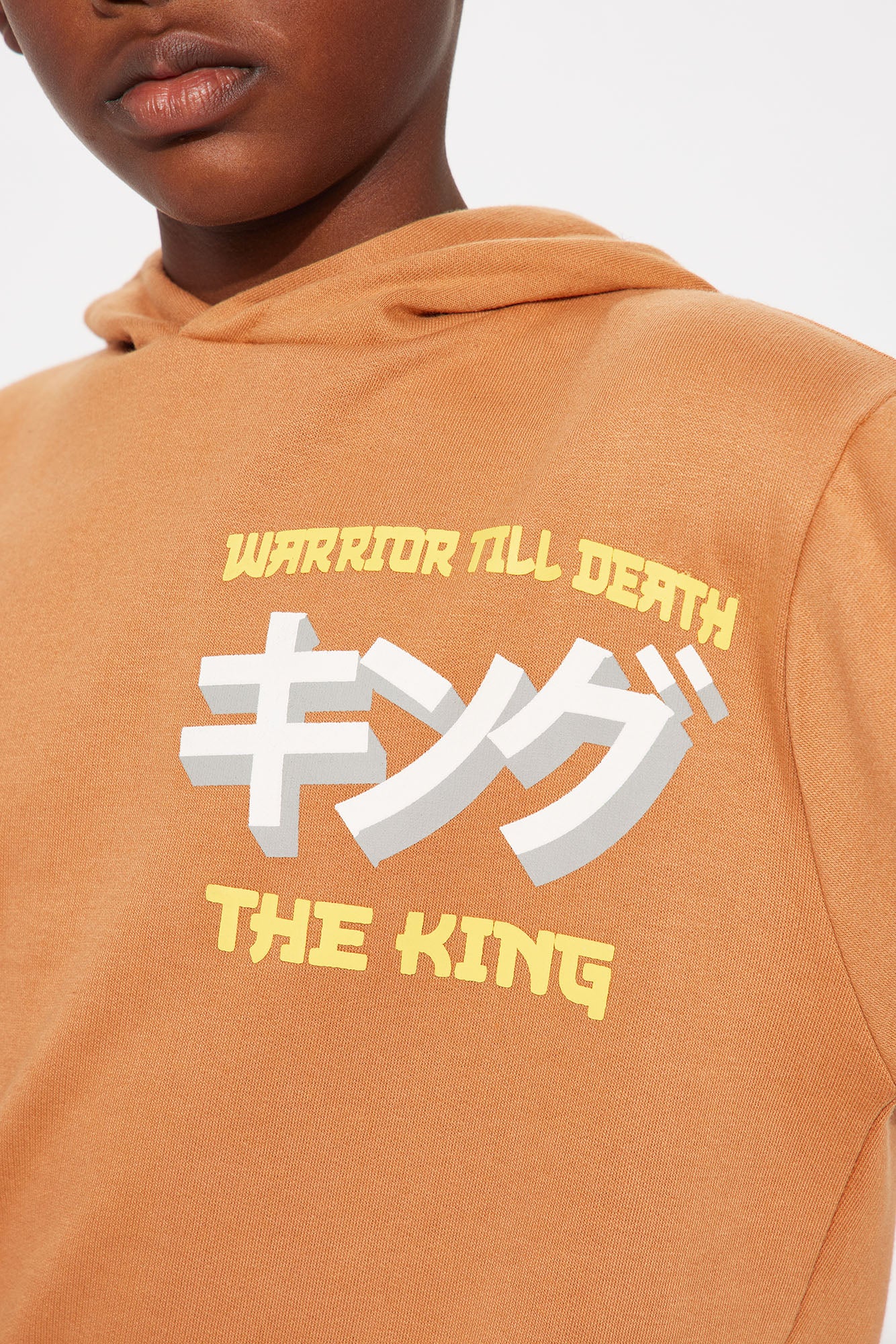 Mini Warrior Till Death Fleece Hoodie - Brown - Image 3