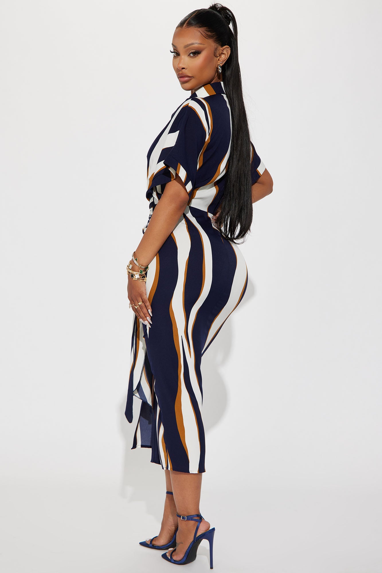Laurie Button Down Midi Dress - Navy/combo - Image 3