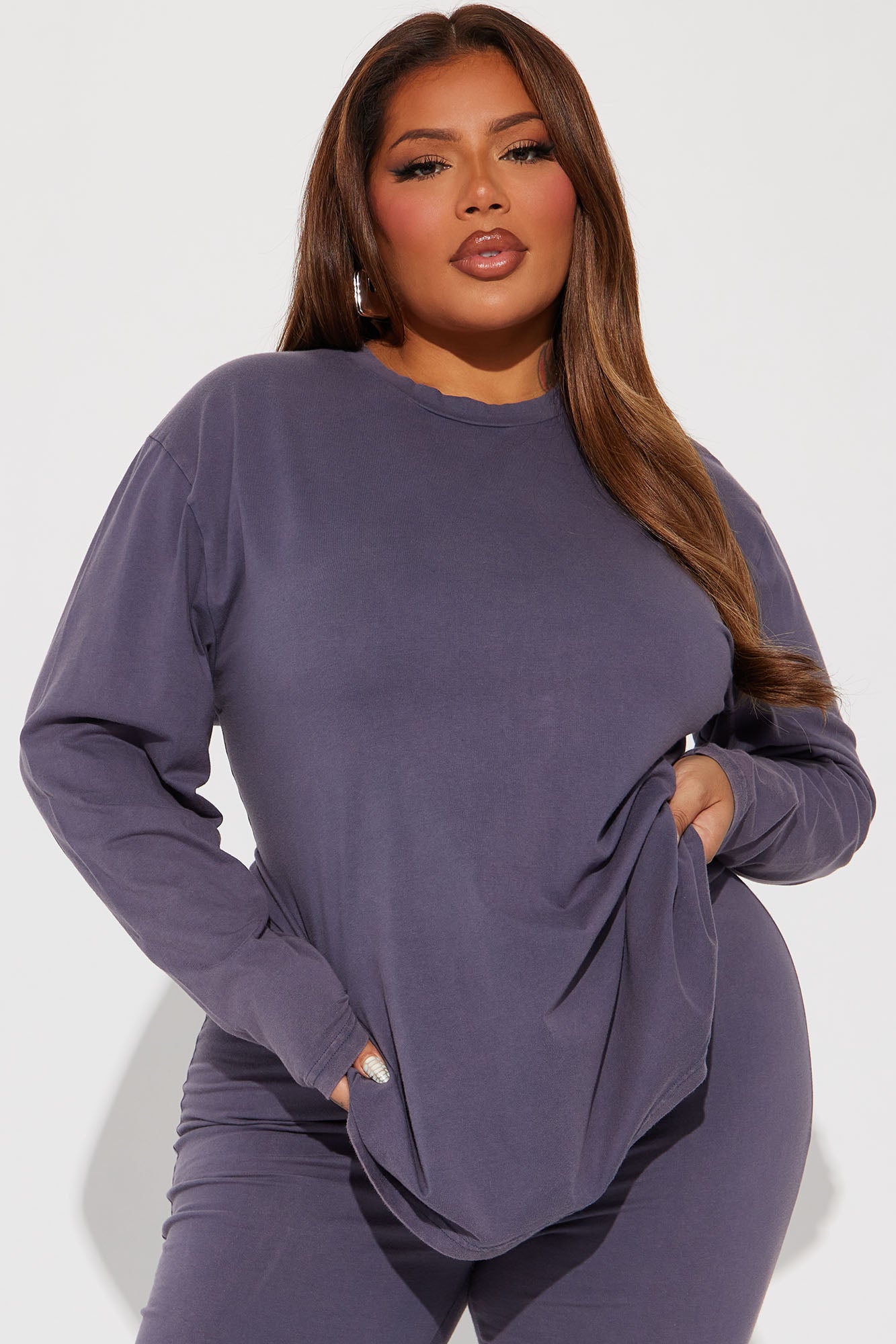 Stepping Out Mineral Wash Long Sleeve Legging Set - Navy - Image 5