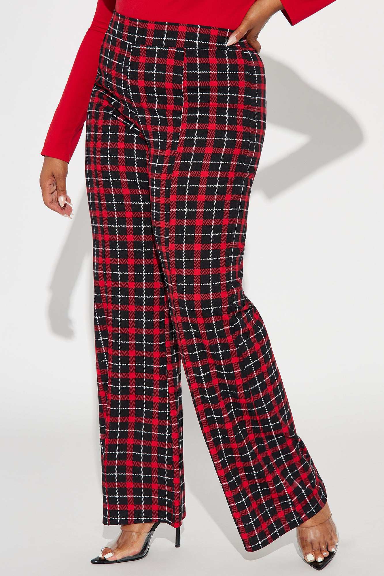 Victoria High Waisted Dress Pant - Red/Black - Image 5