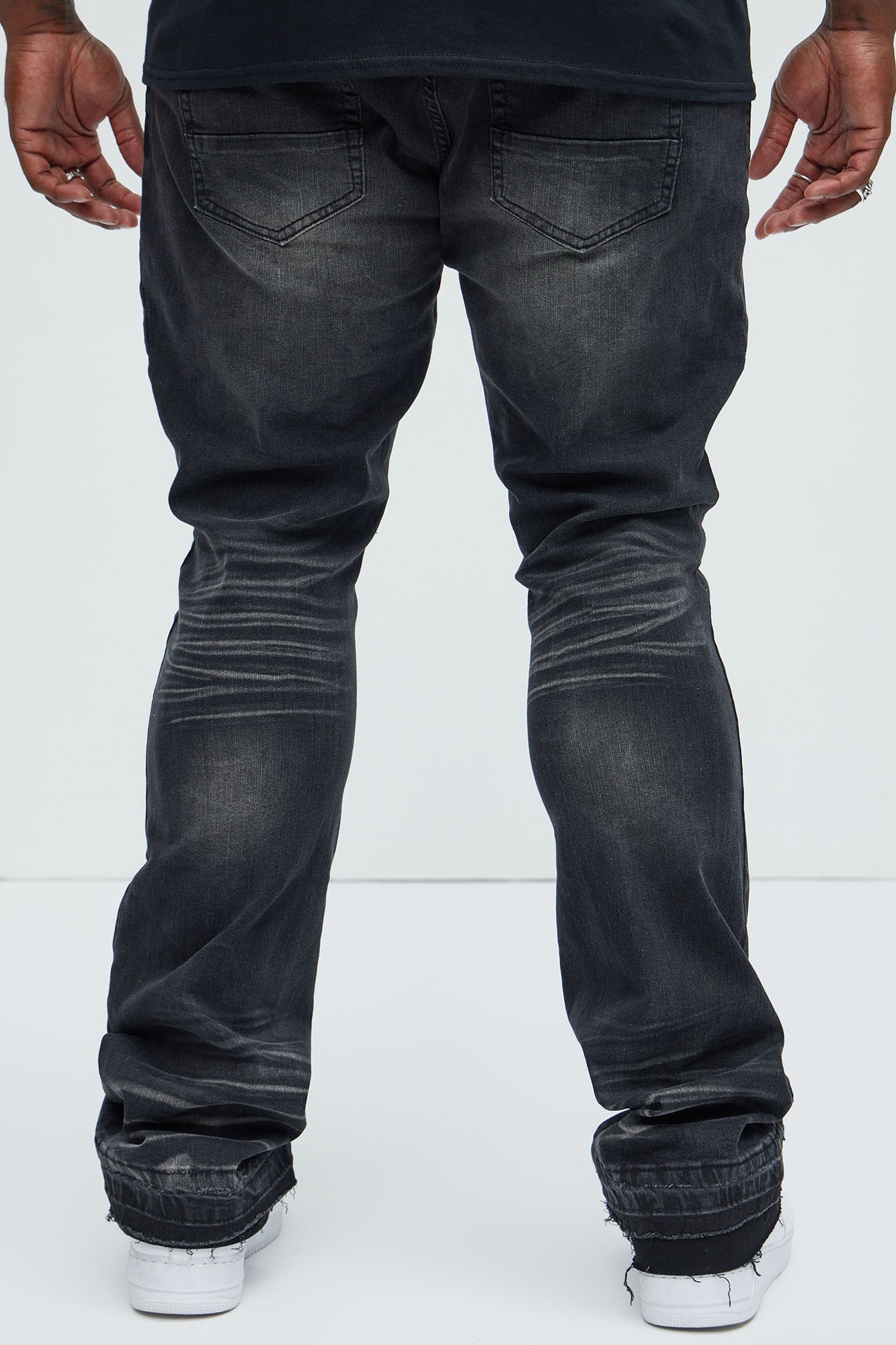Below Me Distressed Skinny Flare Jeans - Grey - Image 8