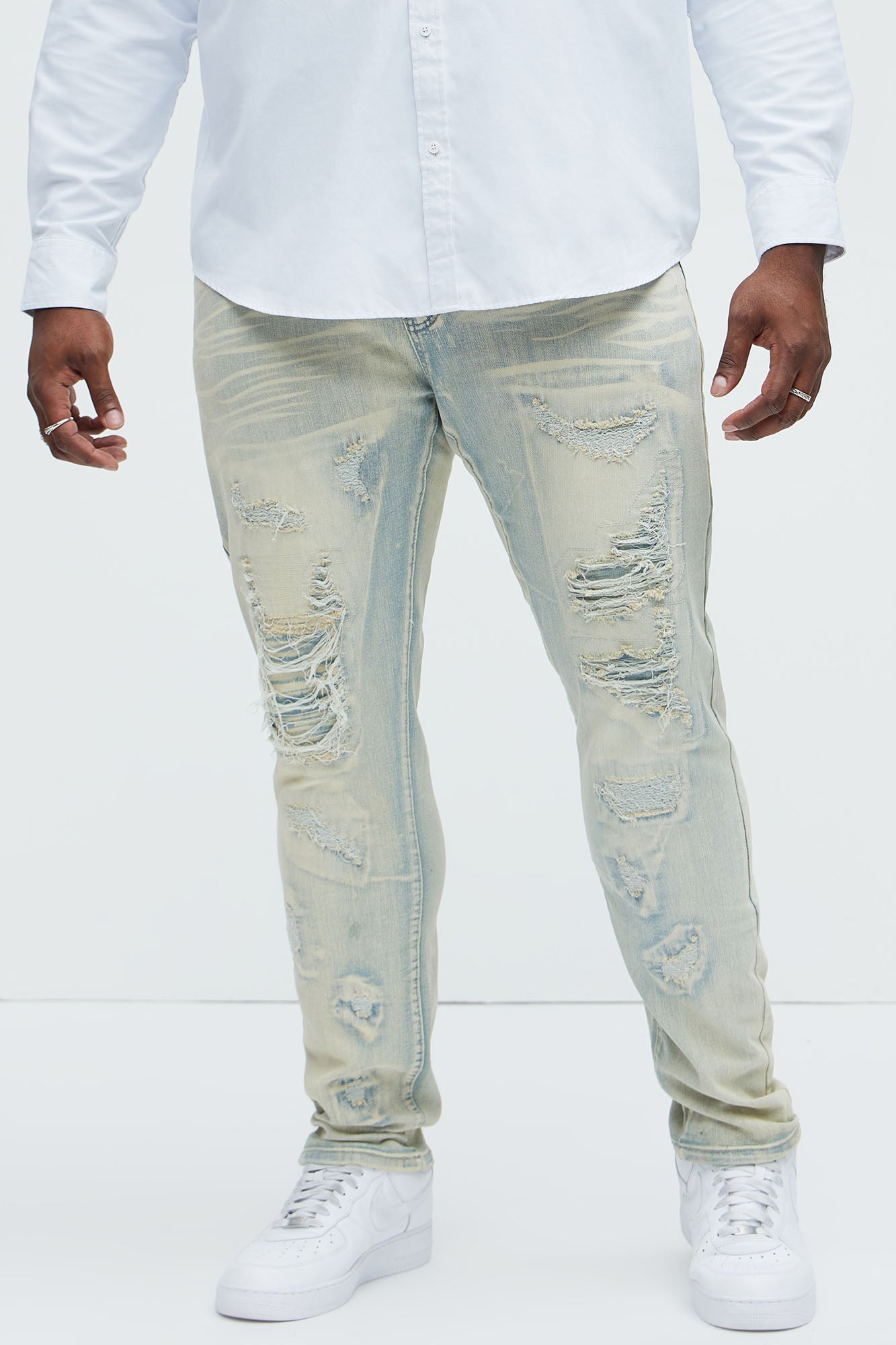 Above It All Ripped Stacked Skinny Jeans - Light Wash - Image 5