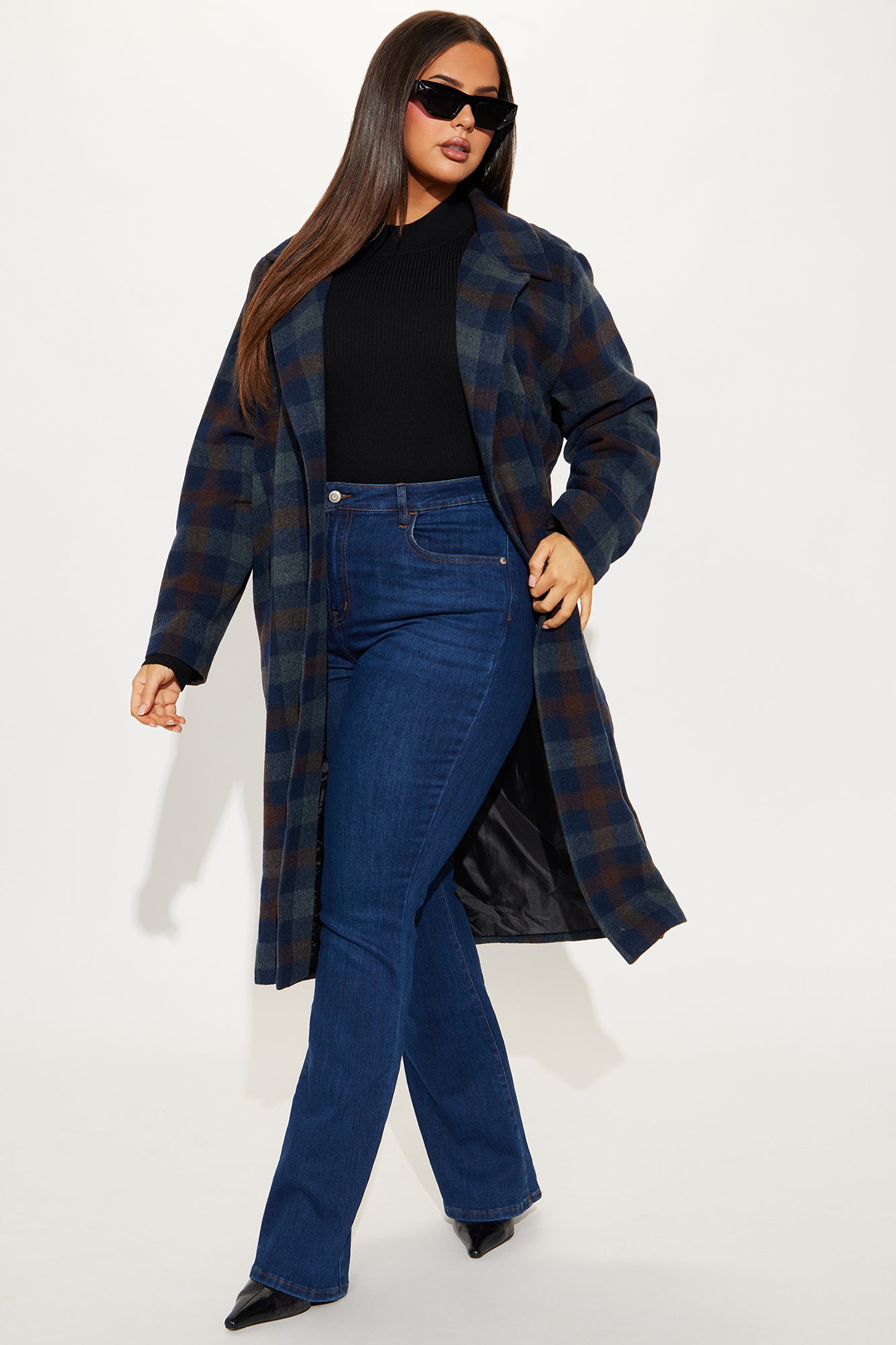 You Plaid It Trench Coat - Blue/combo - Image 4