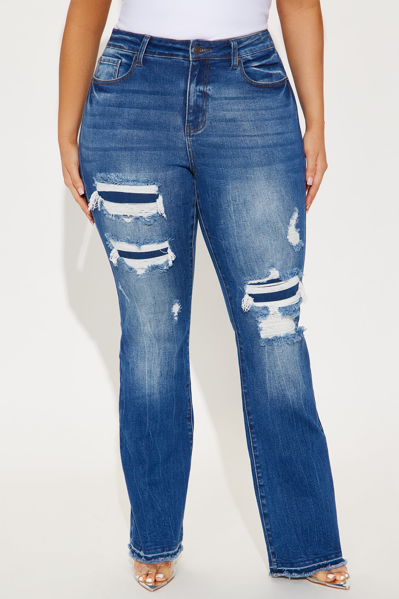 Getting It Right Stretch Ripped Bootcut Jeans - Dark Wash - Image 5