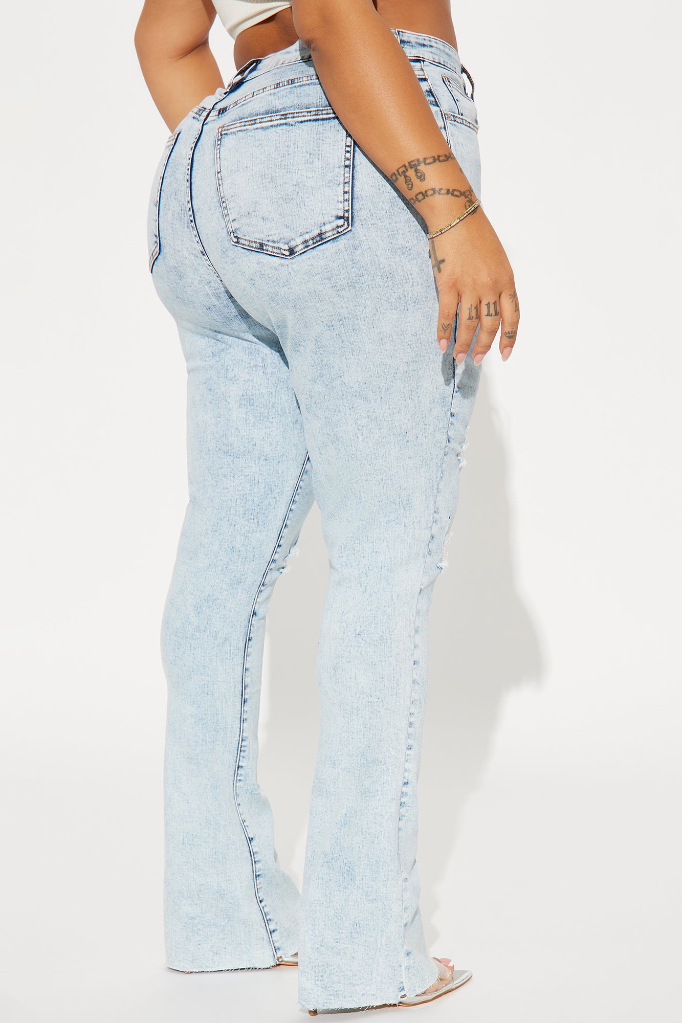 Best Stretch Ripped High Rise Bootcut Jeans - Acid Wash Denim - Image 6