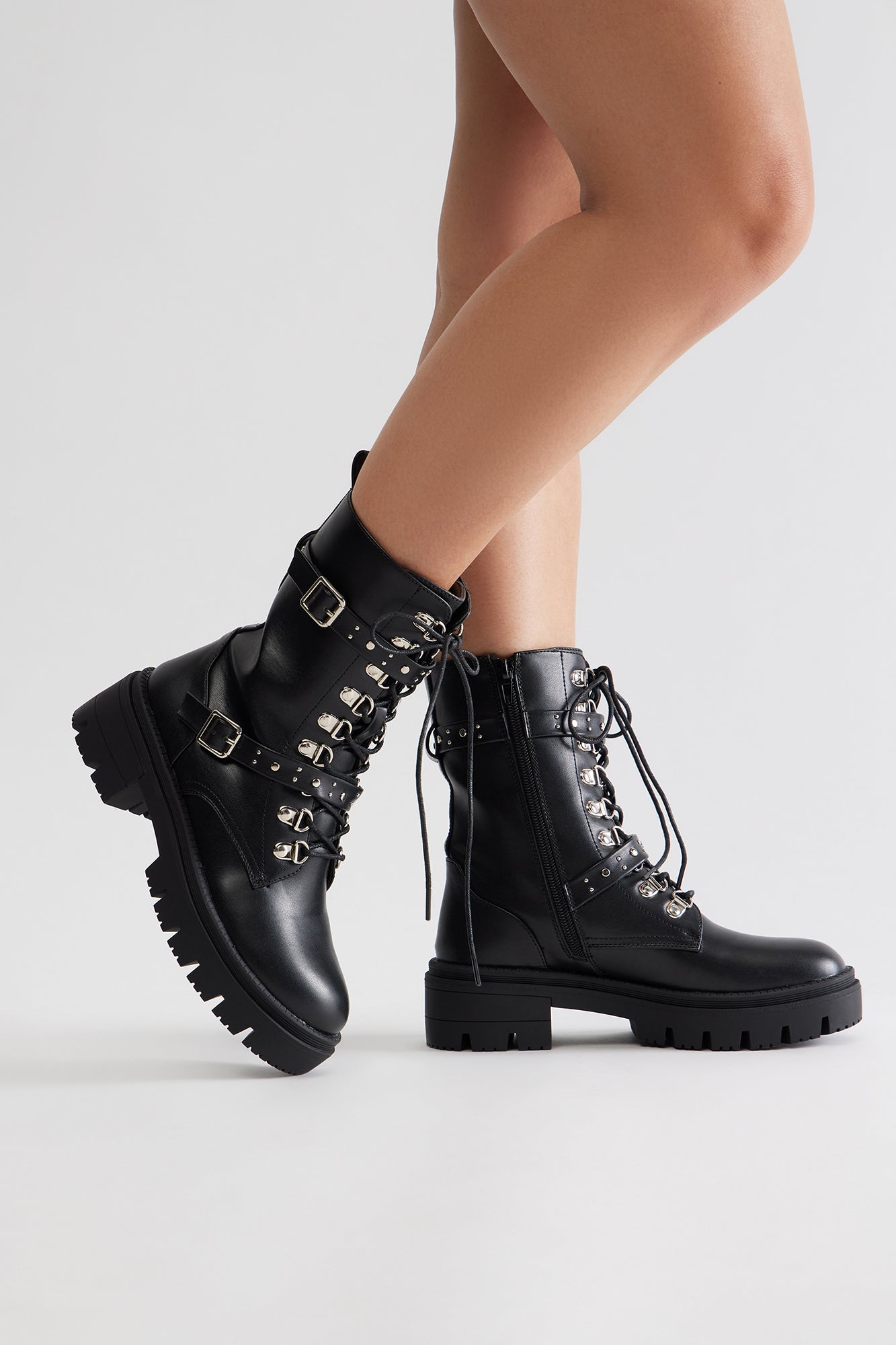 London Platform Combat Boots - Black - Image 4