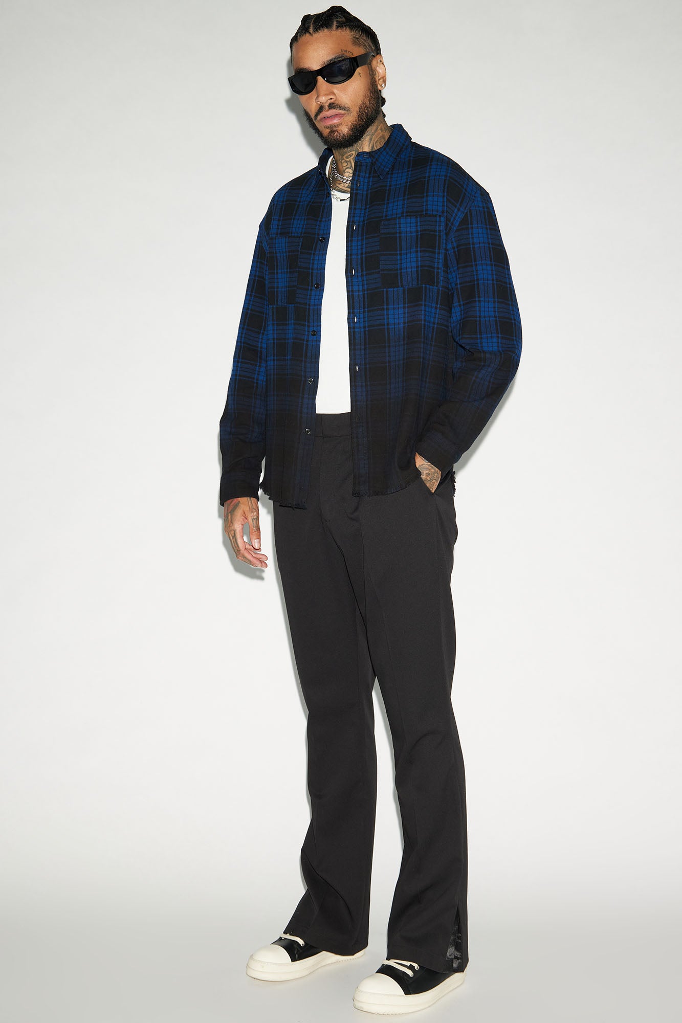 Sunset Dip Dye Flannel Shirt - Blue/Black - Image 3