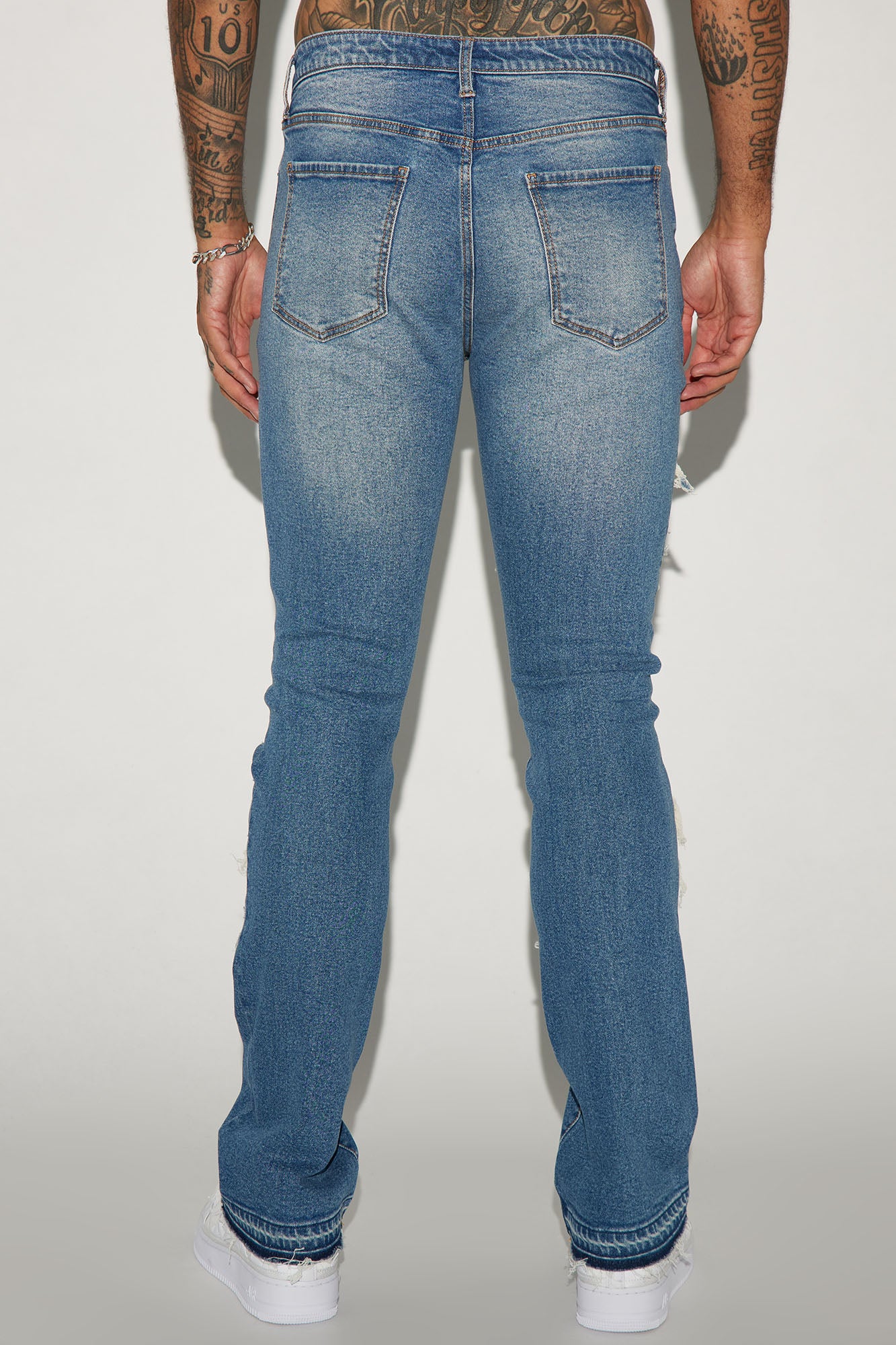 Cuff Me Stacked Skinny Flared Jeans - Medium Wash - Image 5
