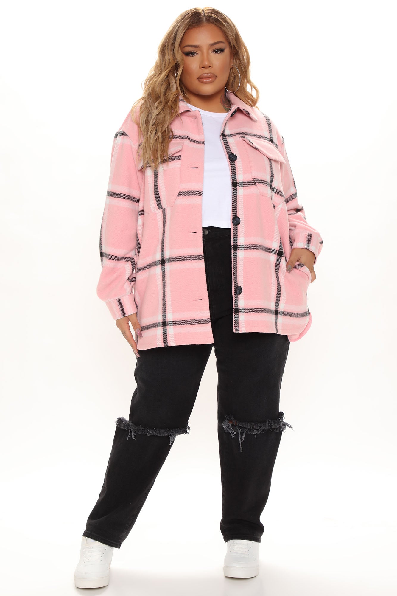 Penelope Plaid Shacket - Pink/combo - Image 5
