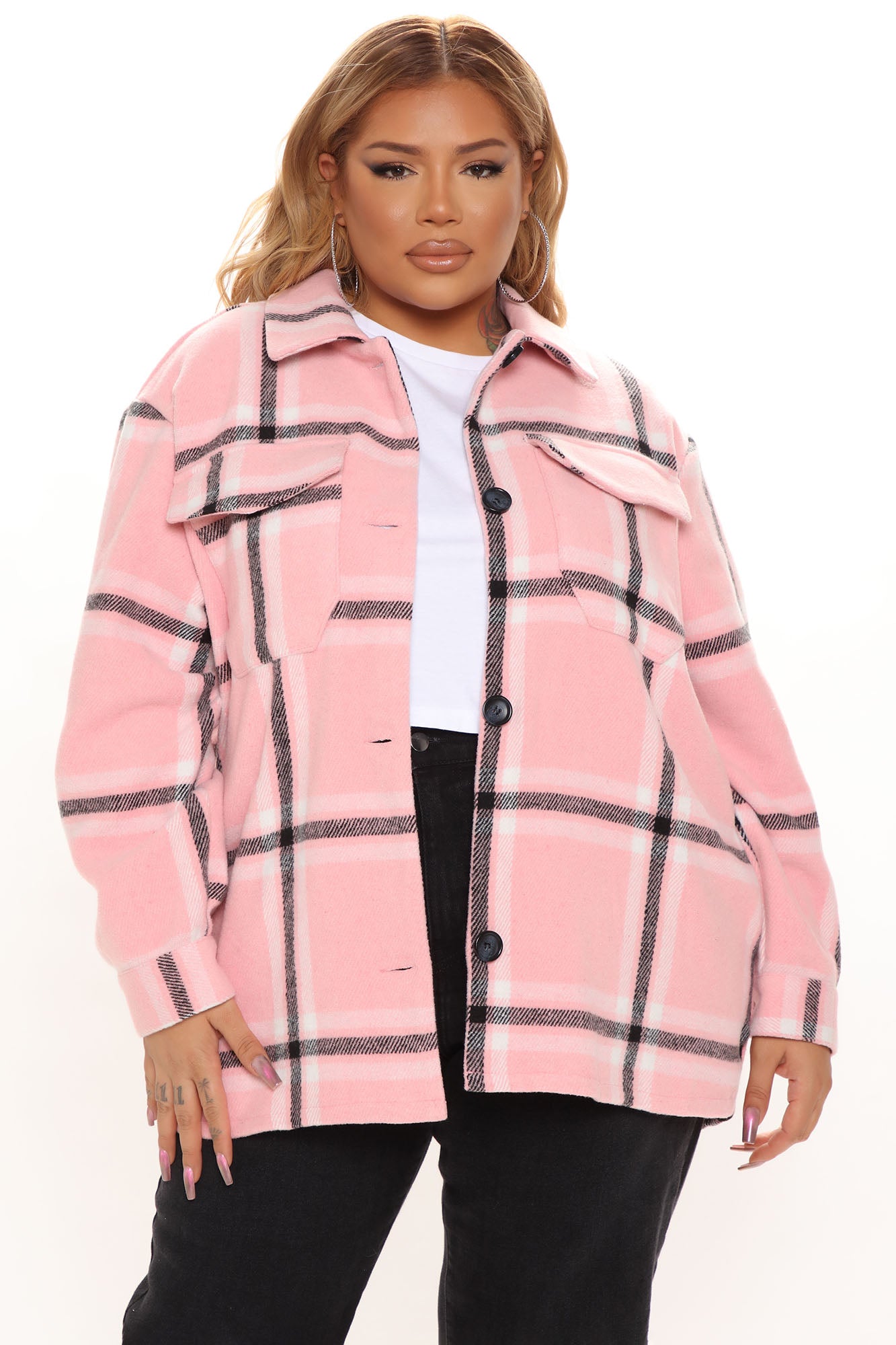 Penelope Plaid Shacket - Pink/combo - Image 4