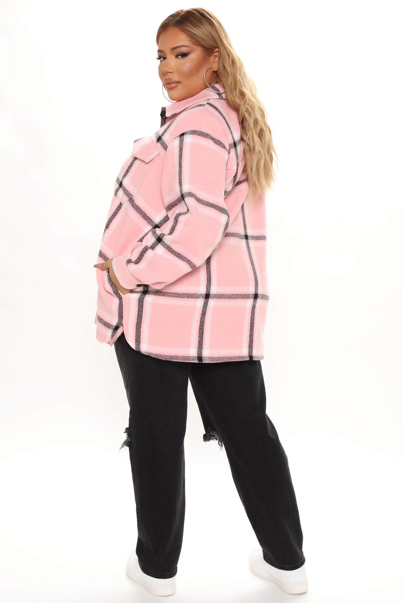 Penelope Plaid Shacket - Pink/combo - Image 7