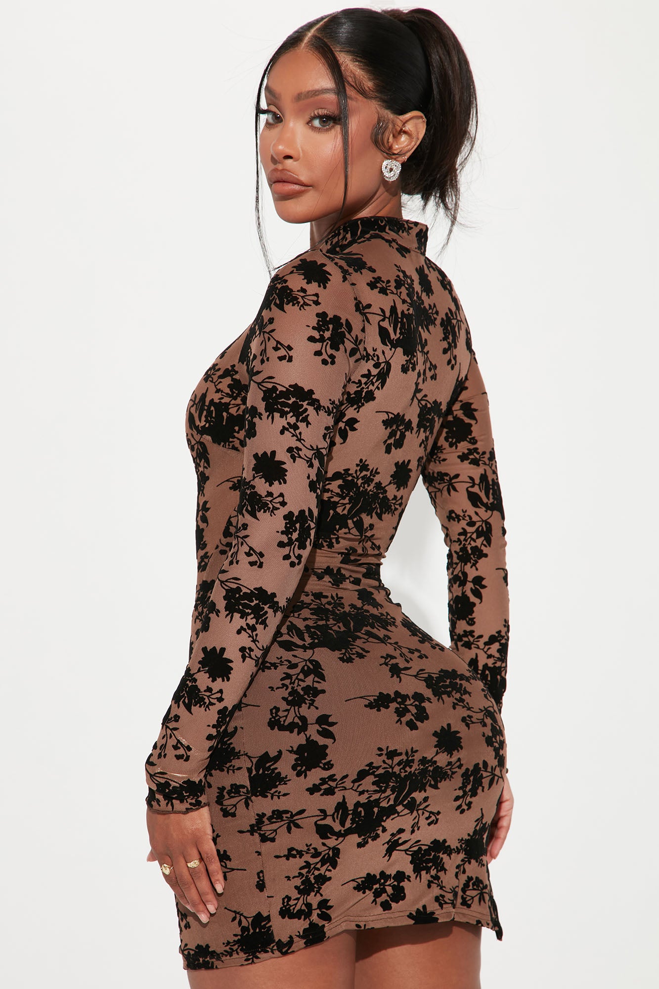 Raelynn Mesh Mini Dress - Brown/combo - Image 4
