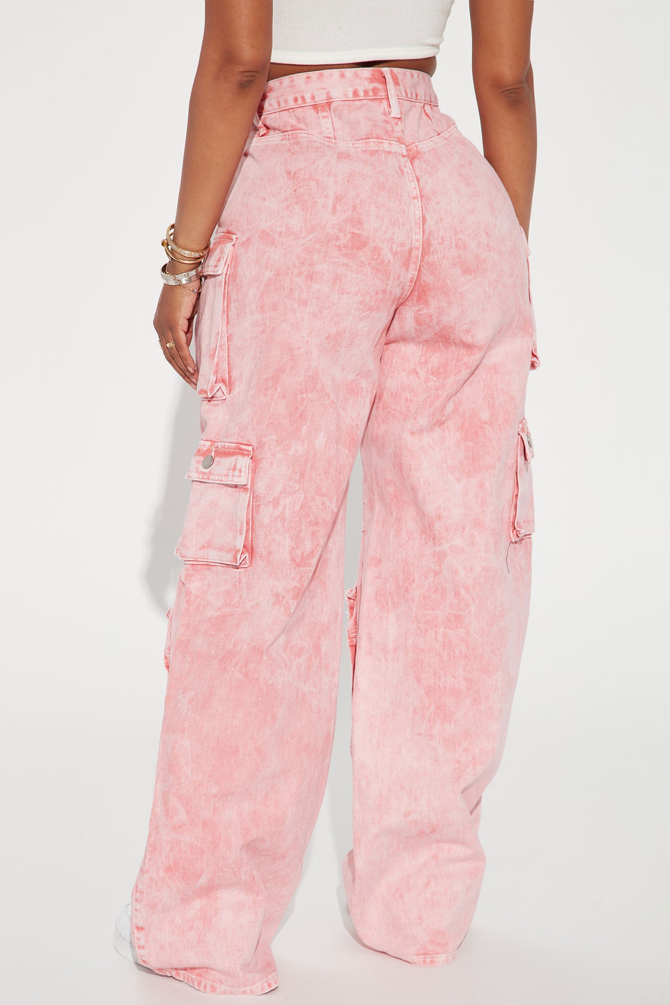Lily High Rise Cargo Jeans - Pink - Image 5