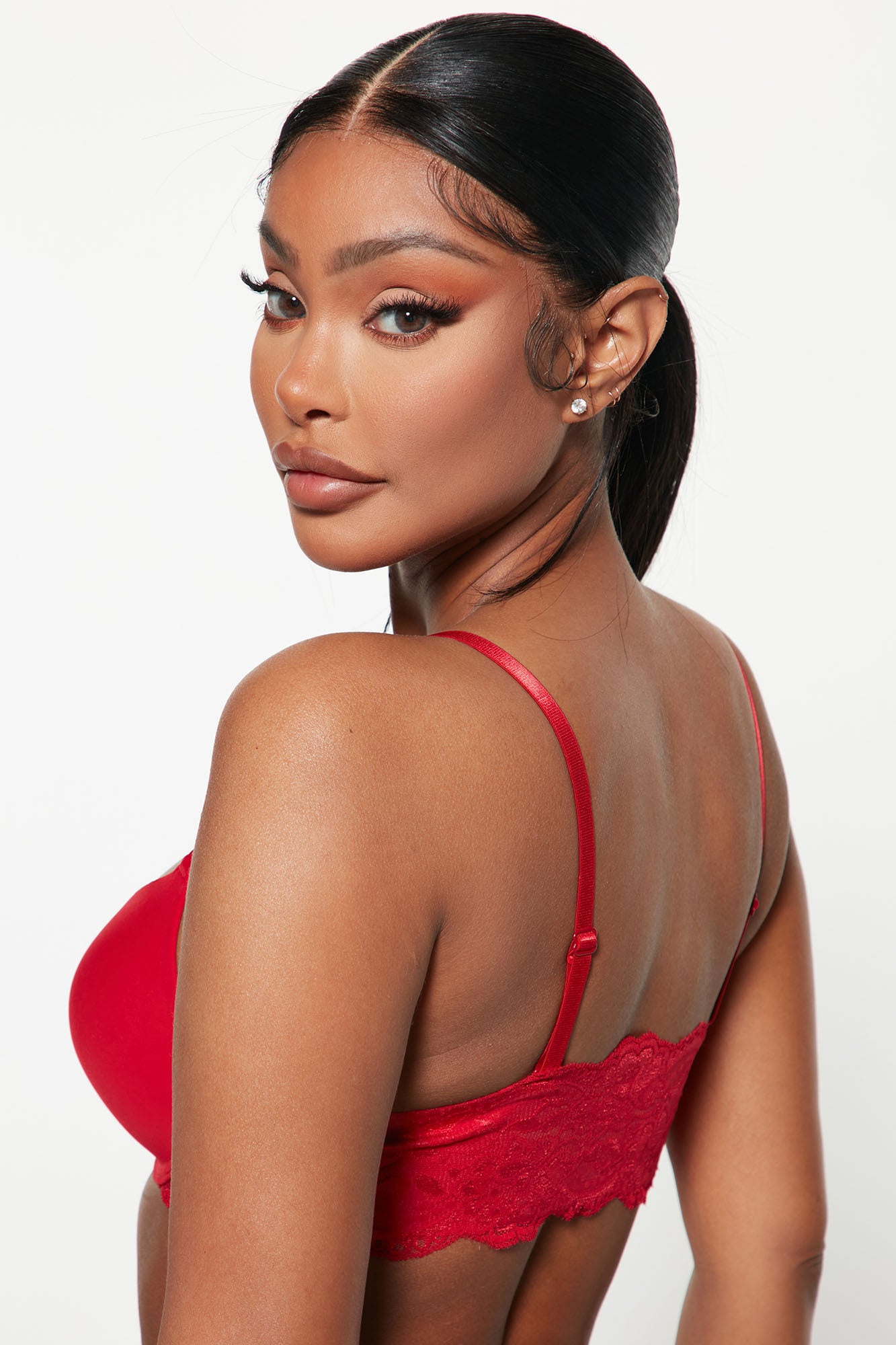 Both Ways Lace Back Push Up 2 Pack Bras - Black/Red - Image 5