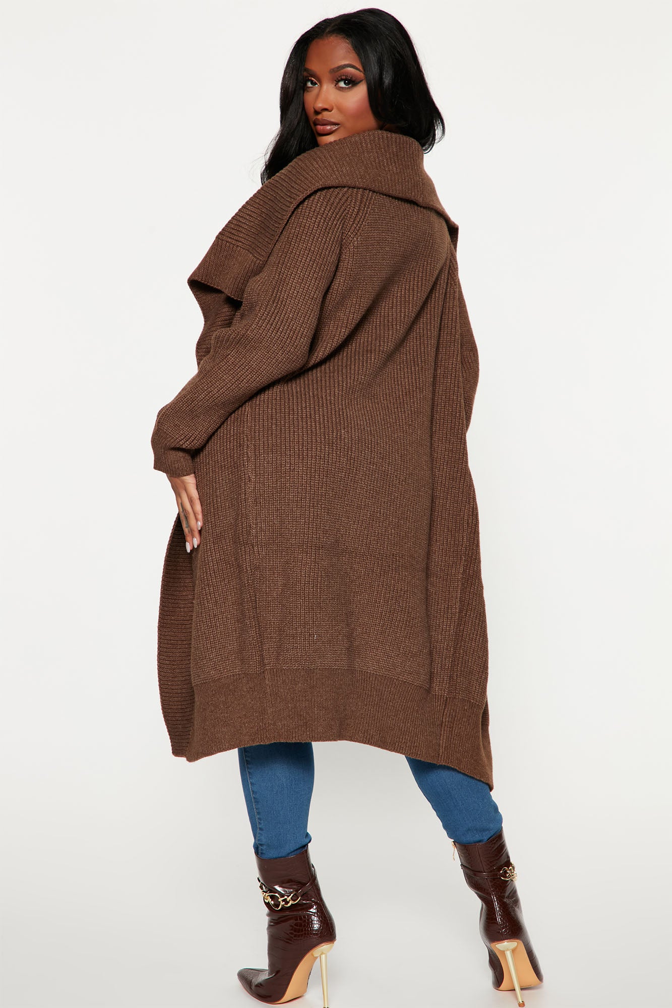 Aspen Sweater Coat - Brown - Image 3