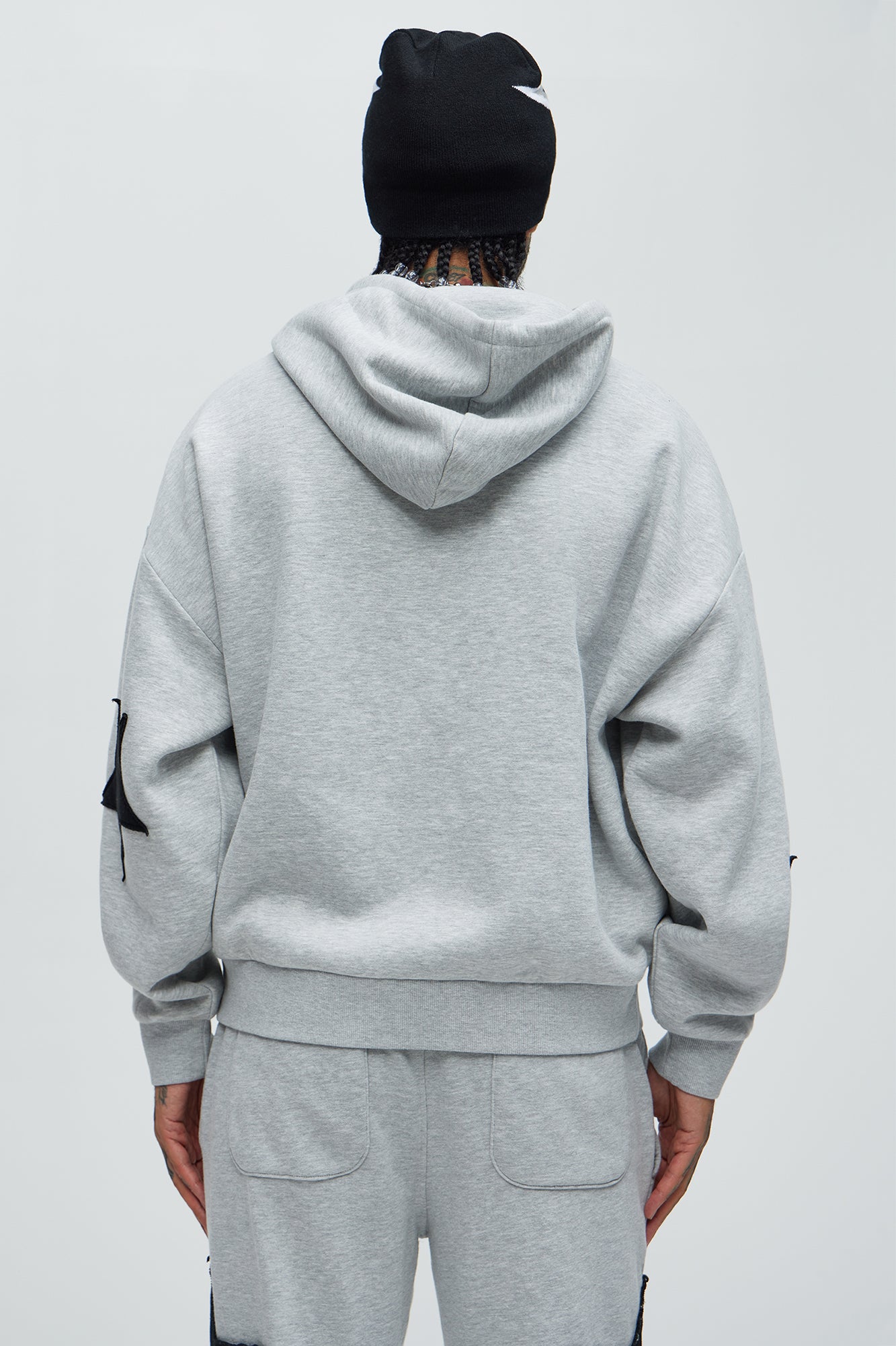 Tyson Stars Oversized Hoodie - Heather Grey - Image 4