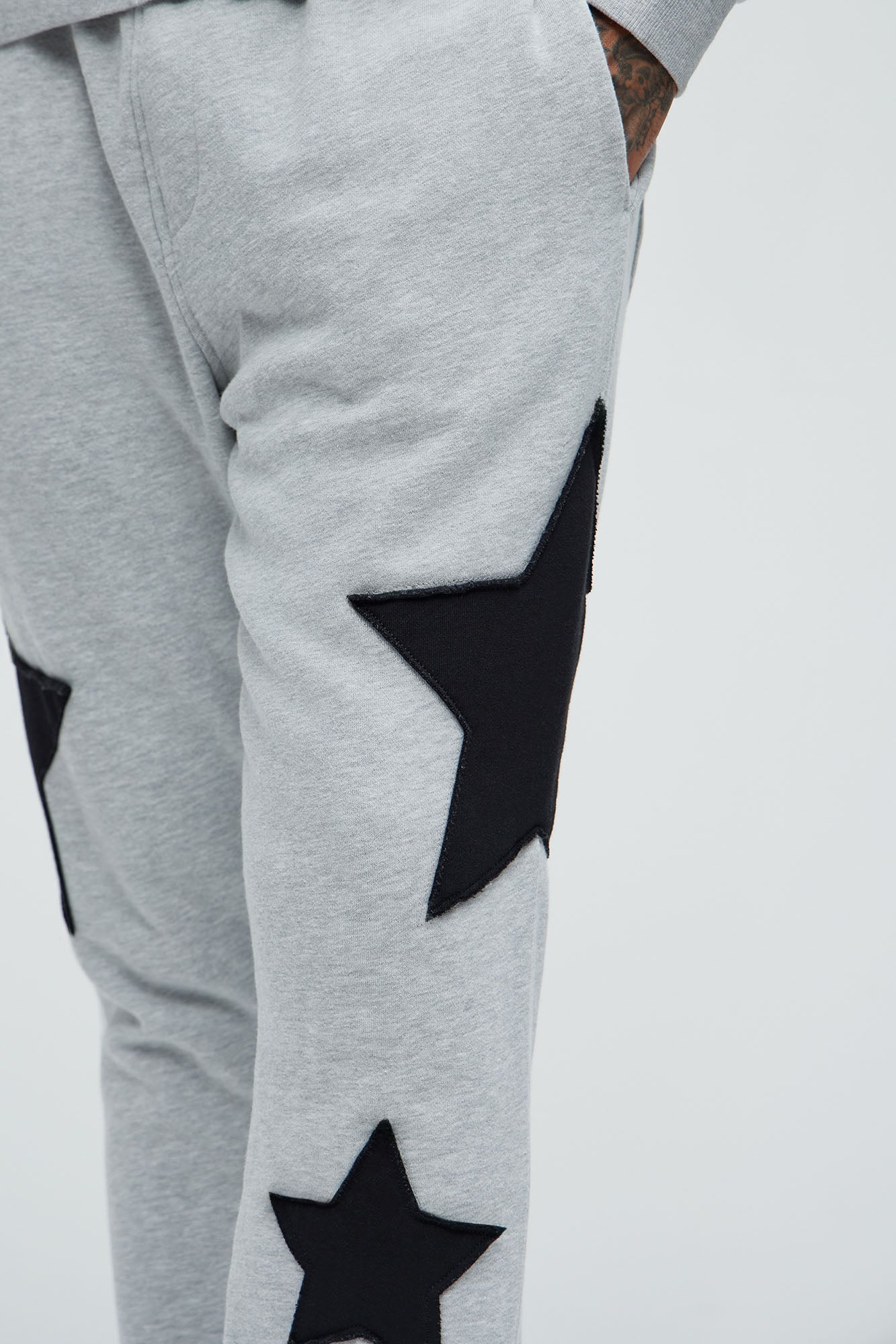 Tyson Stars Skinny Flared Sweatpants - Heather Grey - Image 4