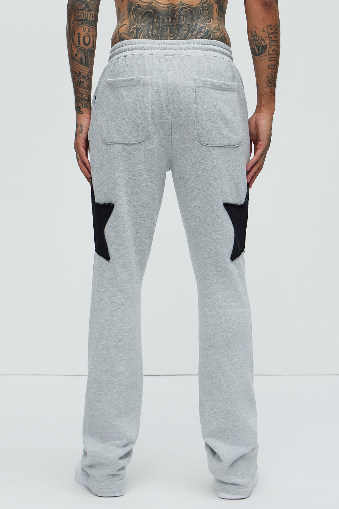 Tyson Stars Skinny Flared Sweatpants - Heather Grey - Image 5