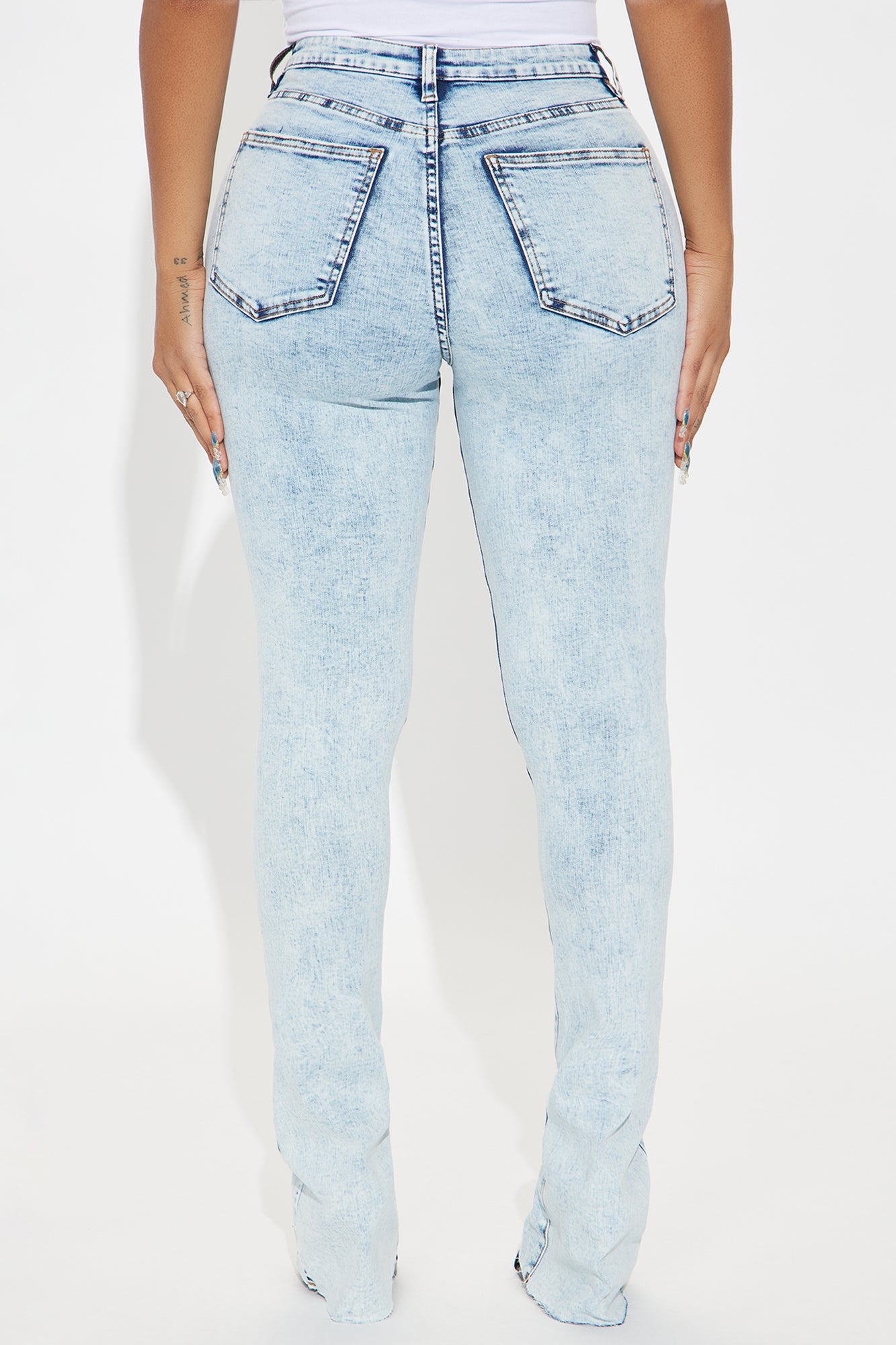 Best Stretch Ripped High Rise Bootcut Jeans - Acid Wash Denim - Image 3