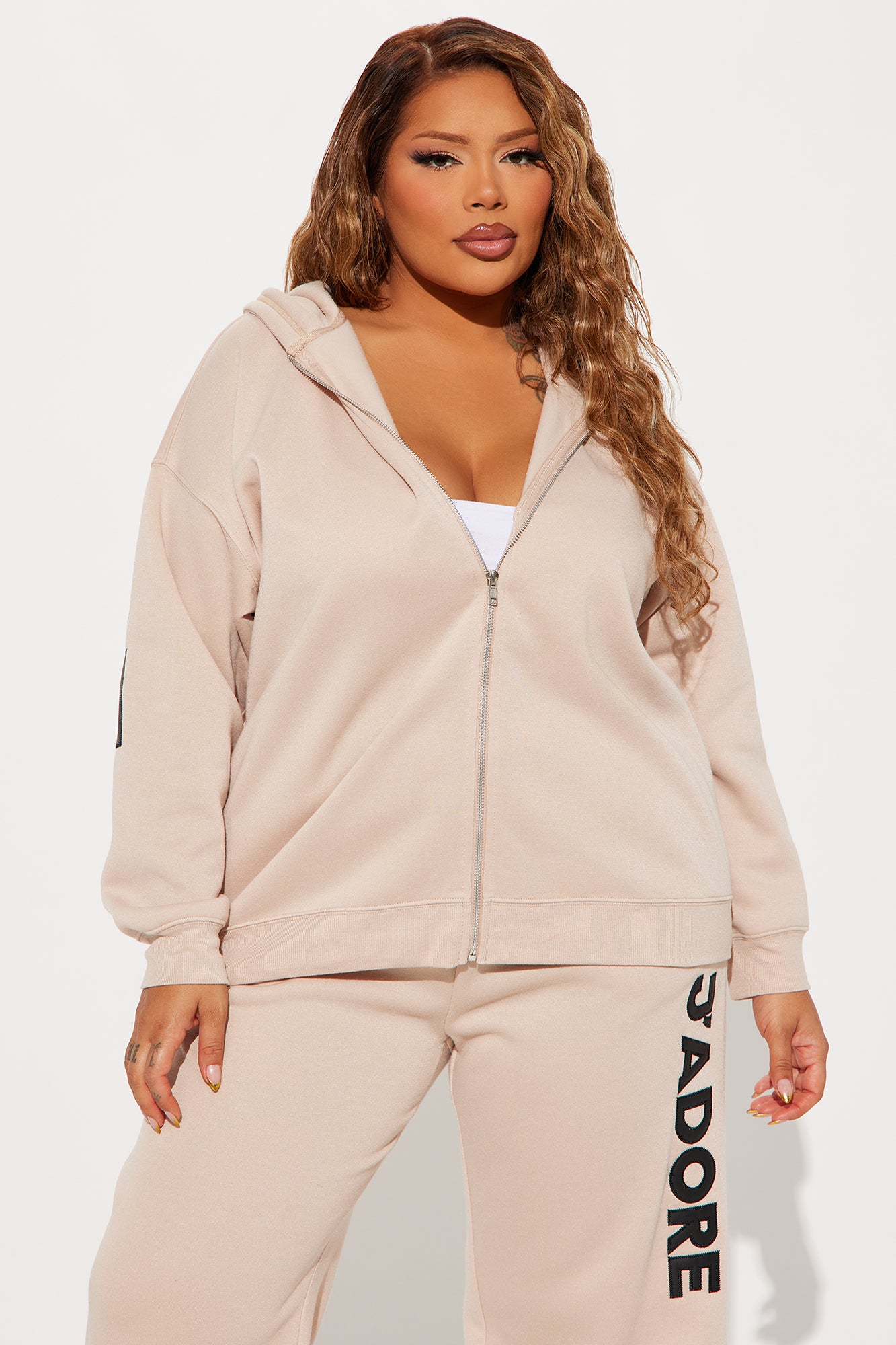 On Tour Fleece Pant Set - Taupe - Image 7
