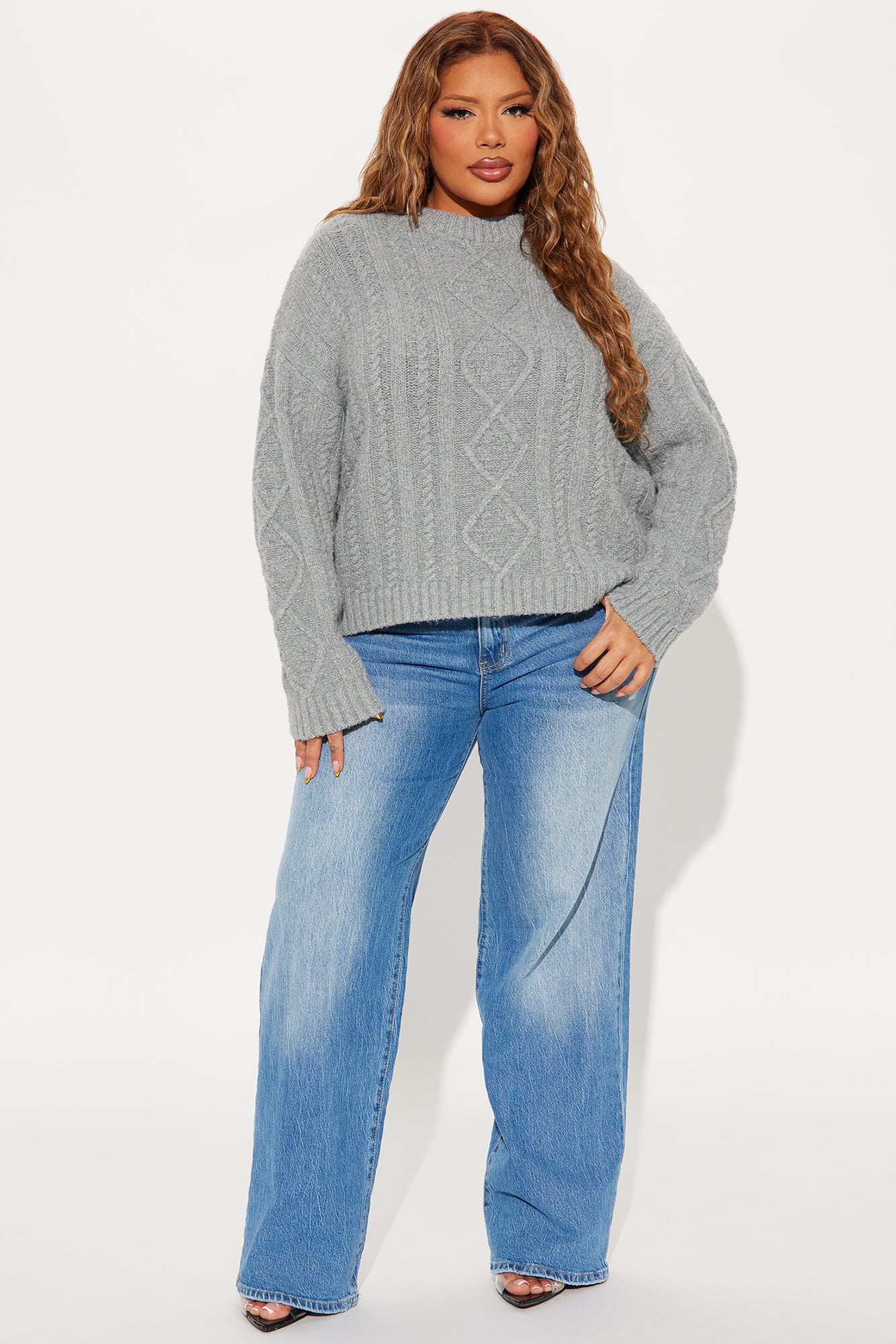 Winter Nights Cable Knit Sweater - Grey - Image 5