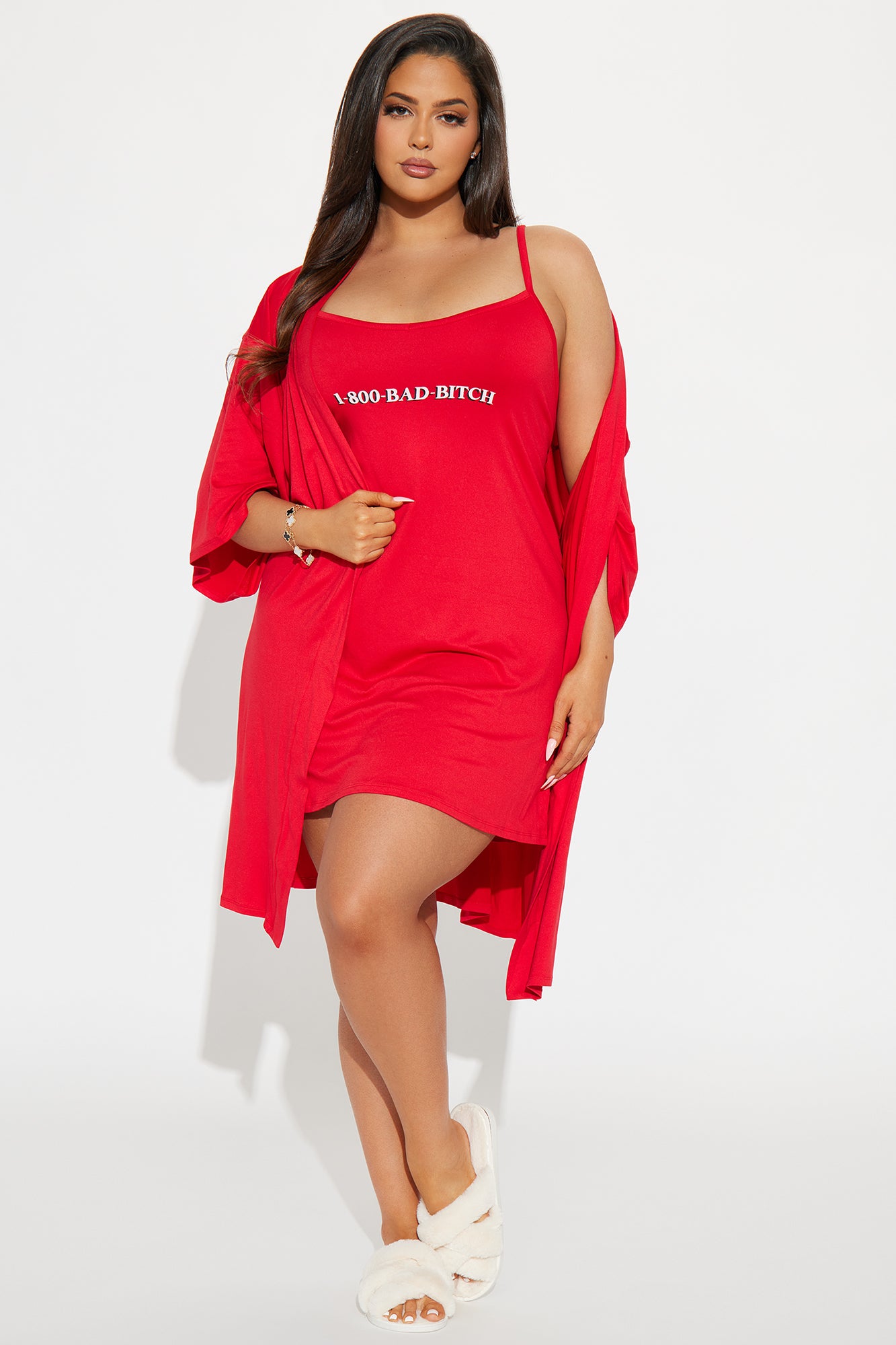 Bad Bitch PJ Robe Set - Red - Image 6