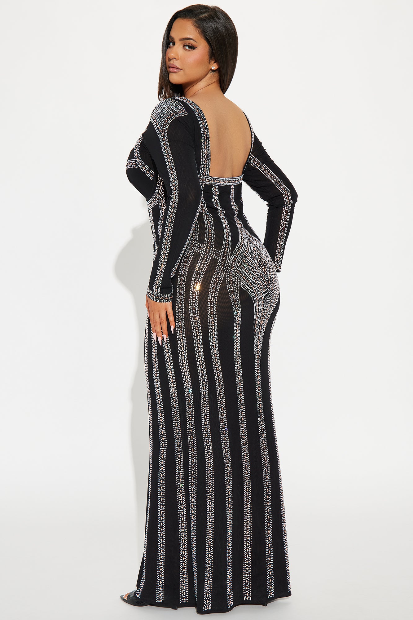 Alise Rhinestone Gown - Black - Image 7