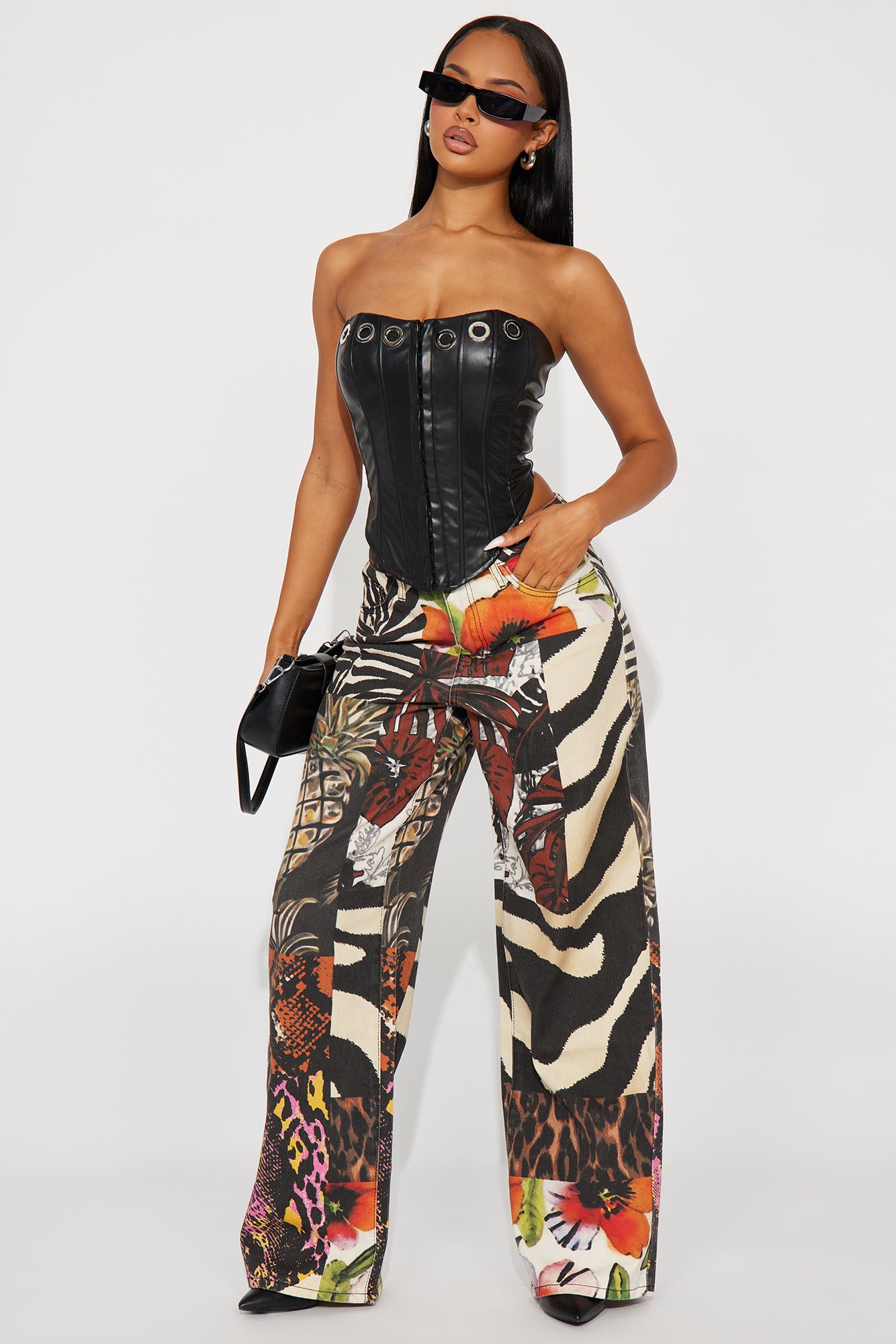 Miami Mood Printed Baggy Jeans - Brown/combo - Image 5