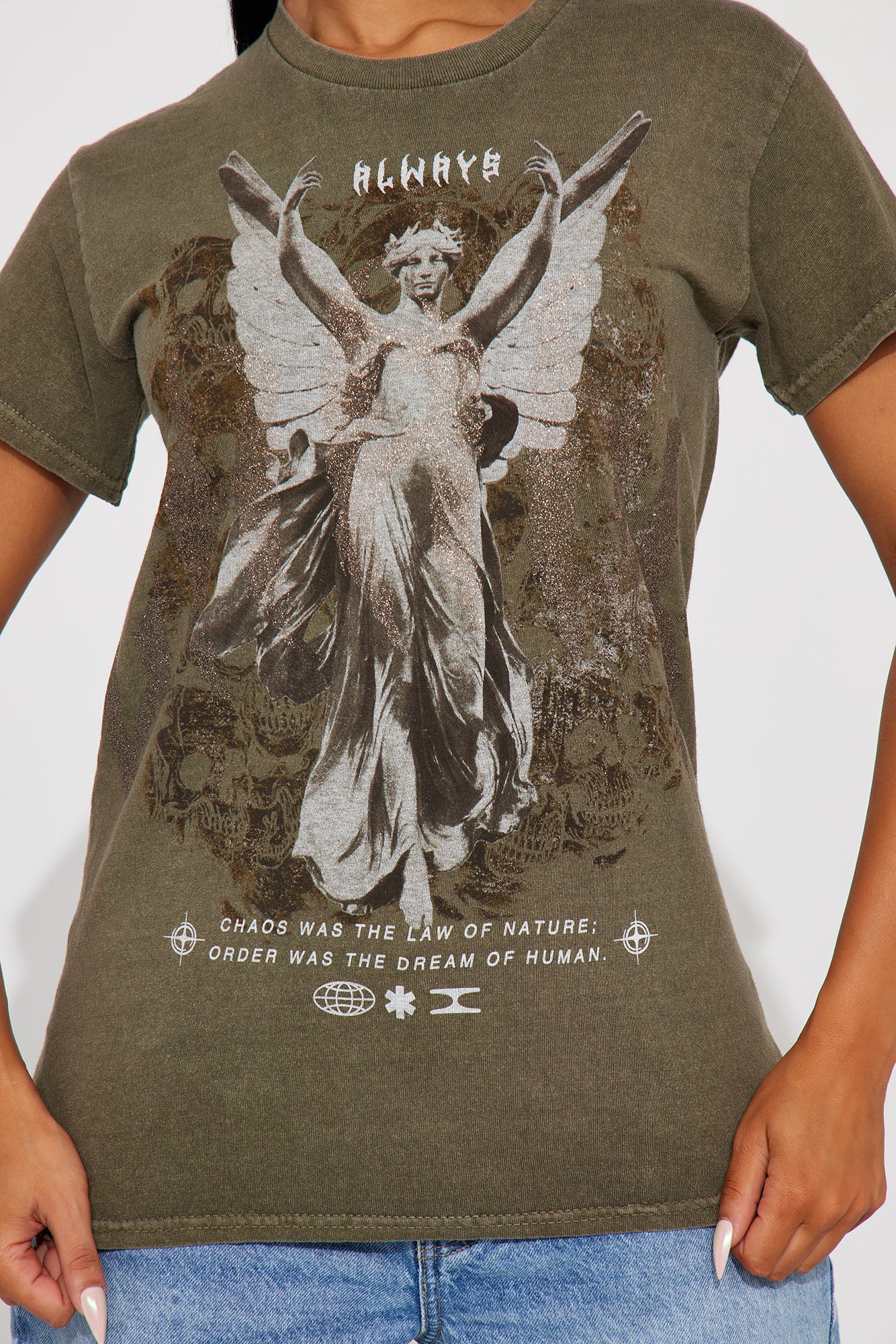 Always An Angel Washed Tshirt - Green - Image 4