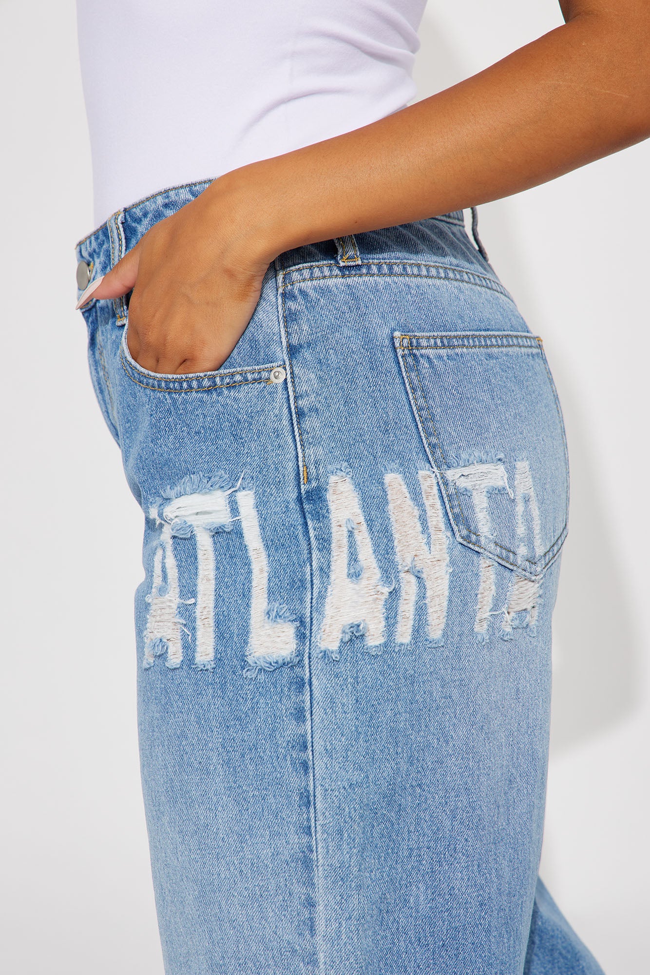 Tall Hometown Honey Atlanta Ripped Baggy Jeans - Medium Wash - Image 3