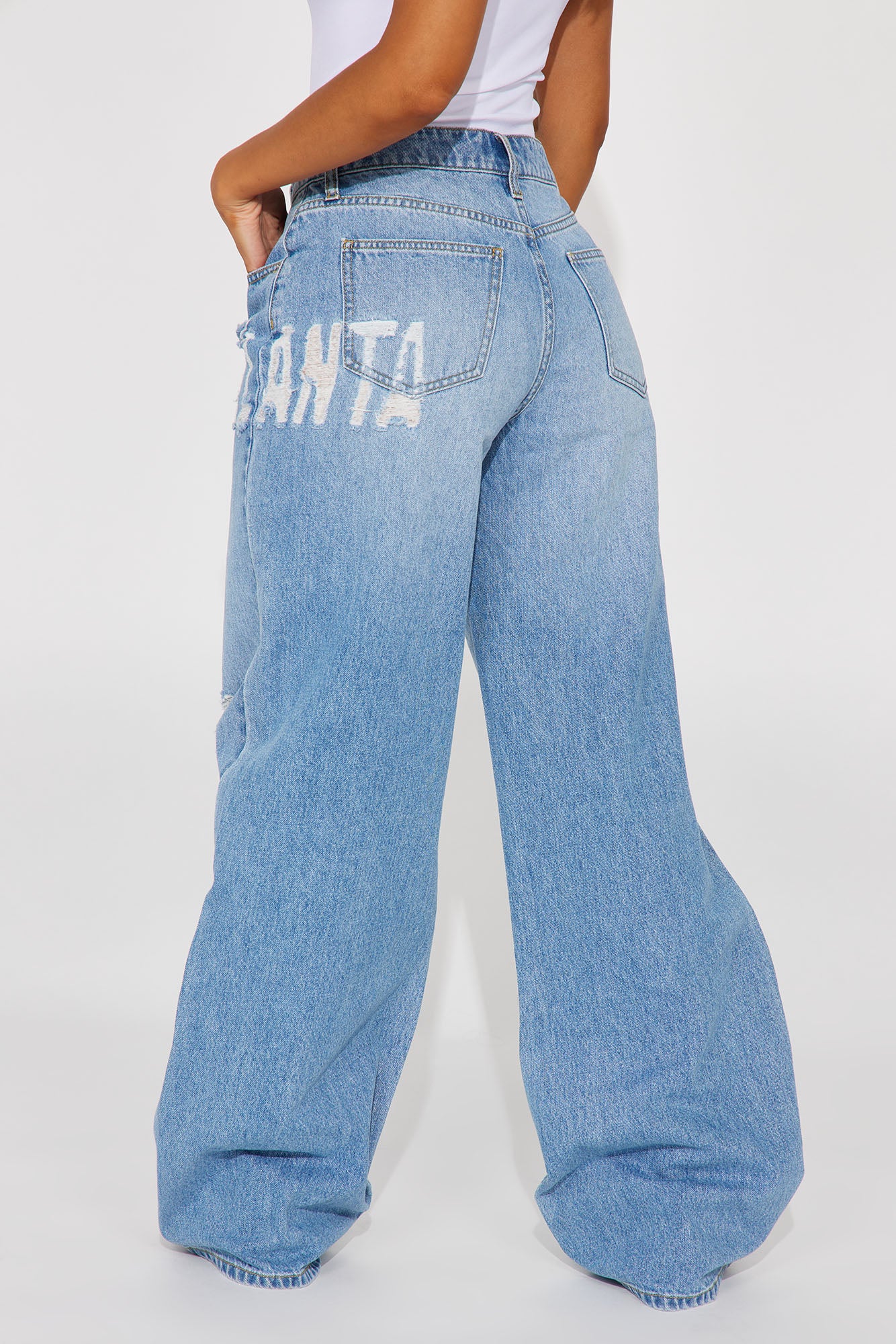 Tall Hometown Honey Atlanta Ripped Baggy Jeans - Medium Wash - Image 4