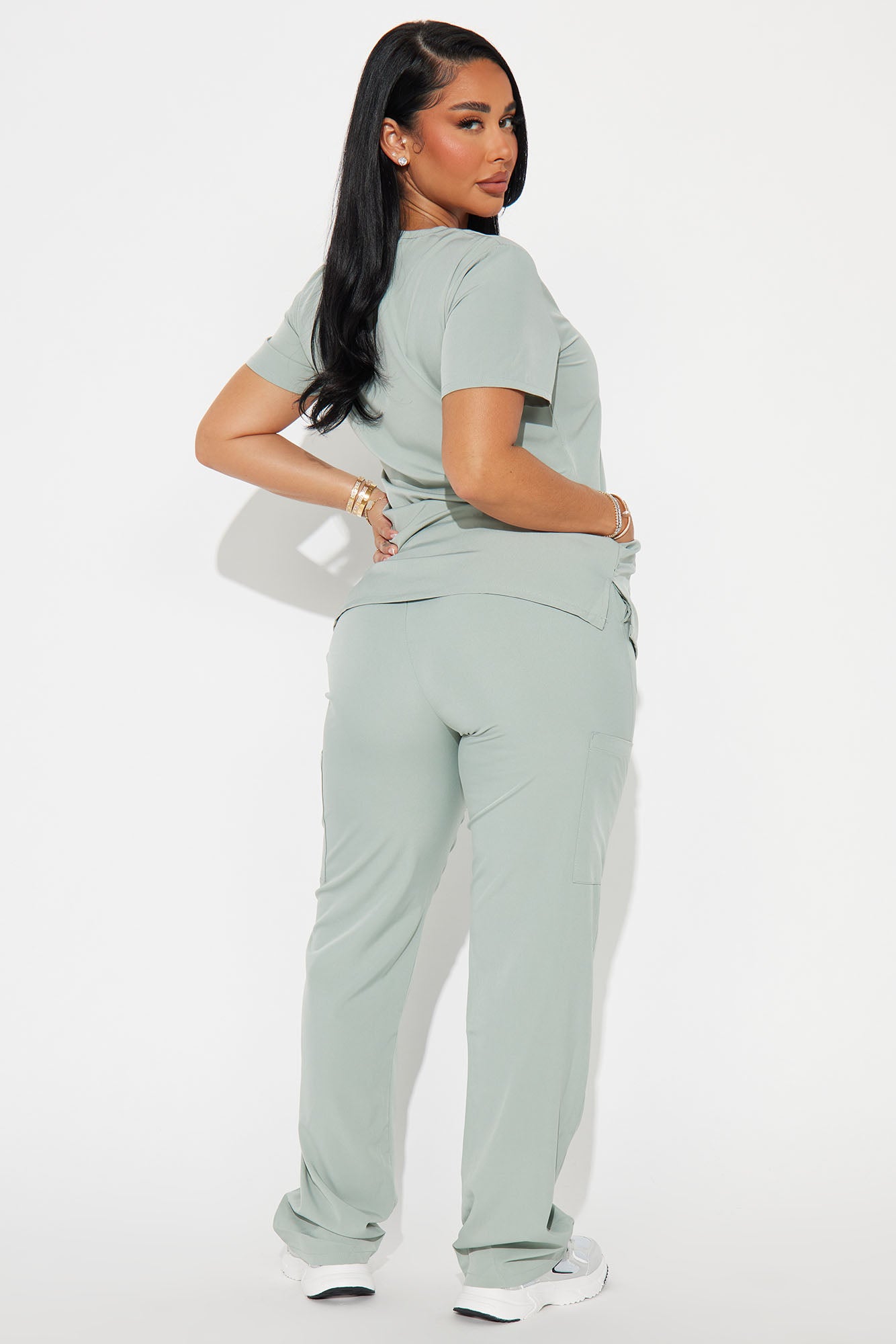 Working Overtime 4FLEX Uniform Scrub Top - Sage - Image 3