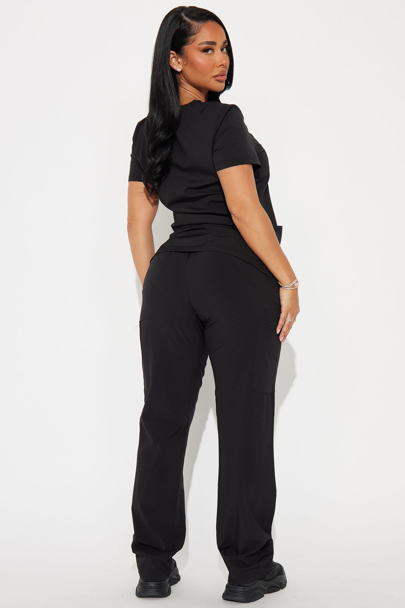 On Call Stretch Uniform Scrub Set - Black - Image 3